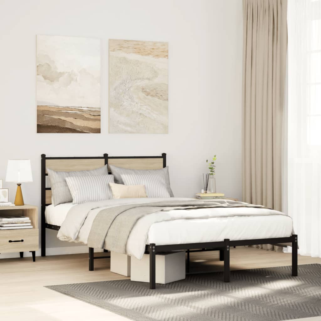 vidaXL Bedframe zonder matras metaal gerookt eikenkleurig 160x200 cm