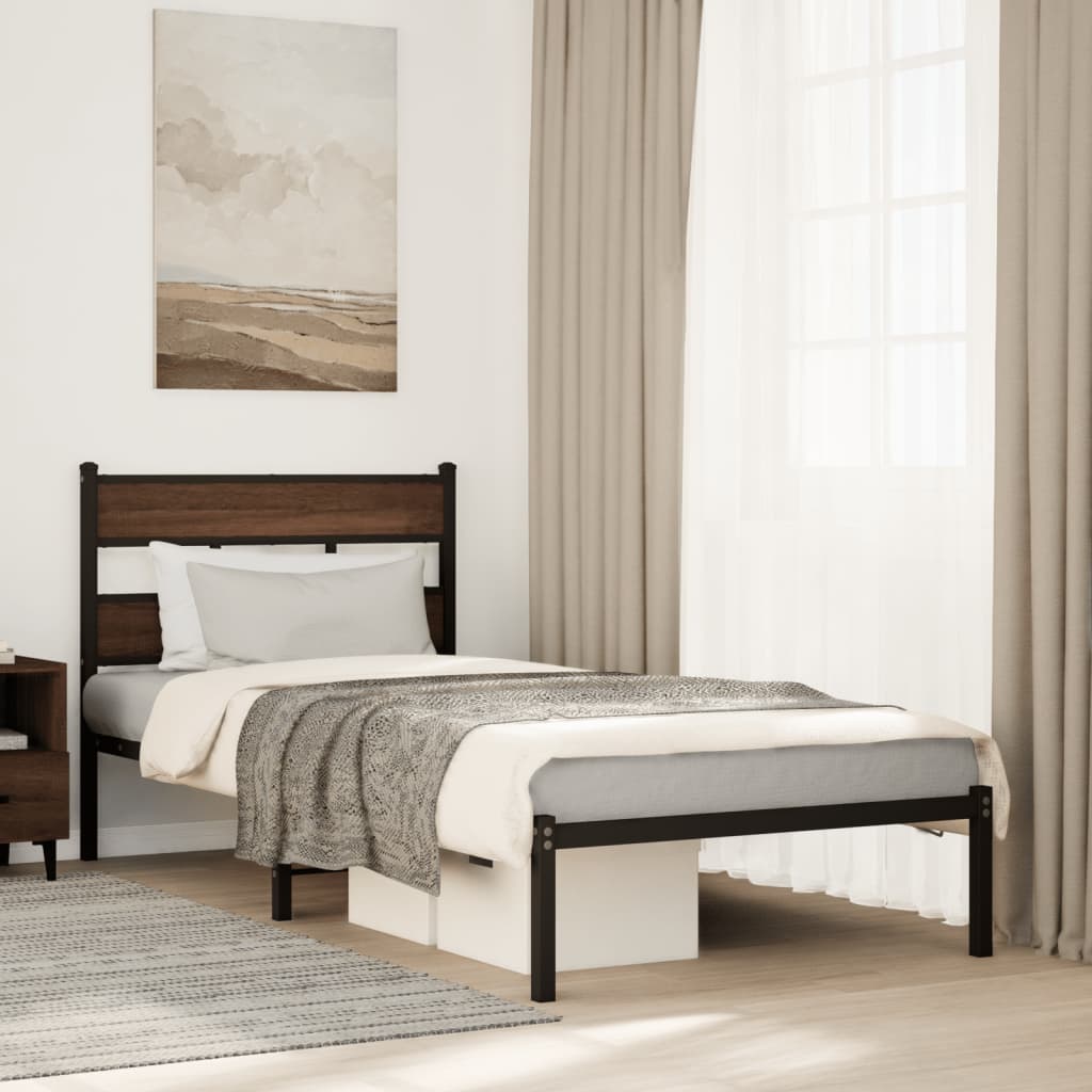 vidaXL Bedframe zonder matras metaal gerookt eikenkleurig 160x200 cm