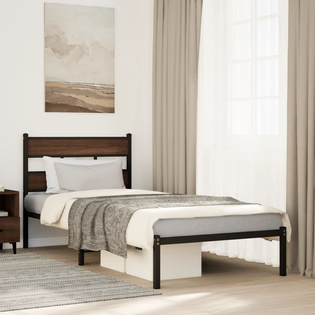 vidaXL Bedframe zonder matras metaal gerookt eikenkleurig 160x200 cm