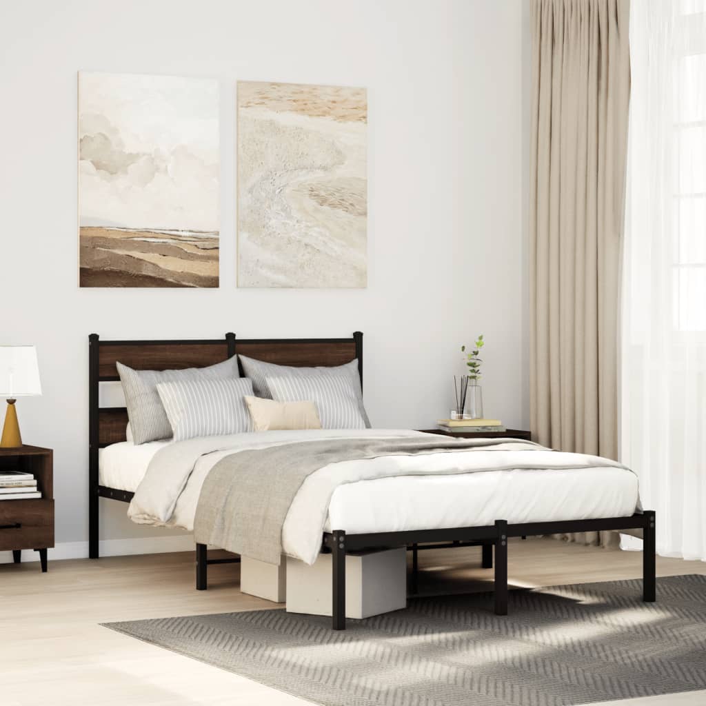 vidaXL Bedframe zonder matras metaal gerookt eikenkleurig 160x200 cm