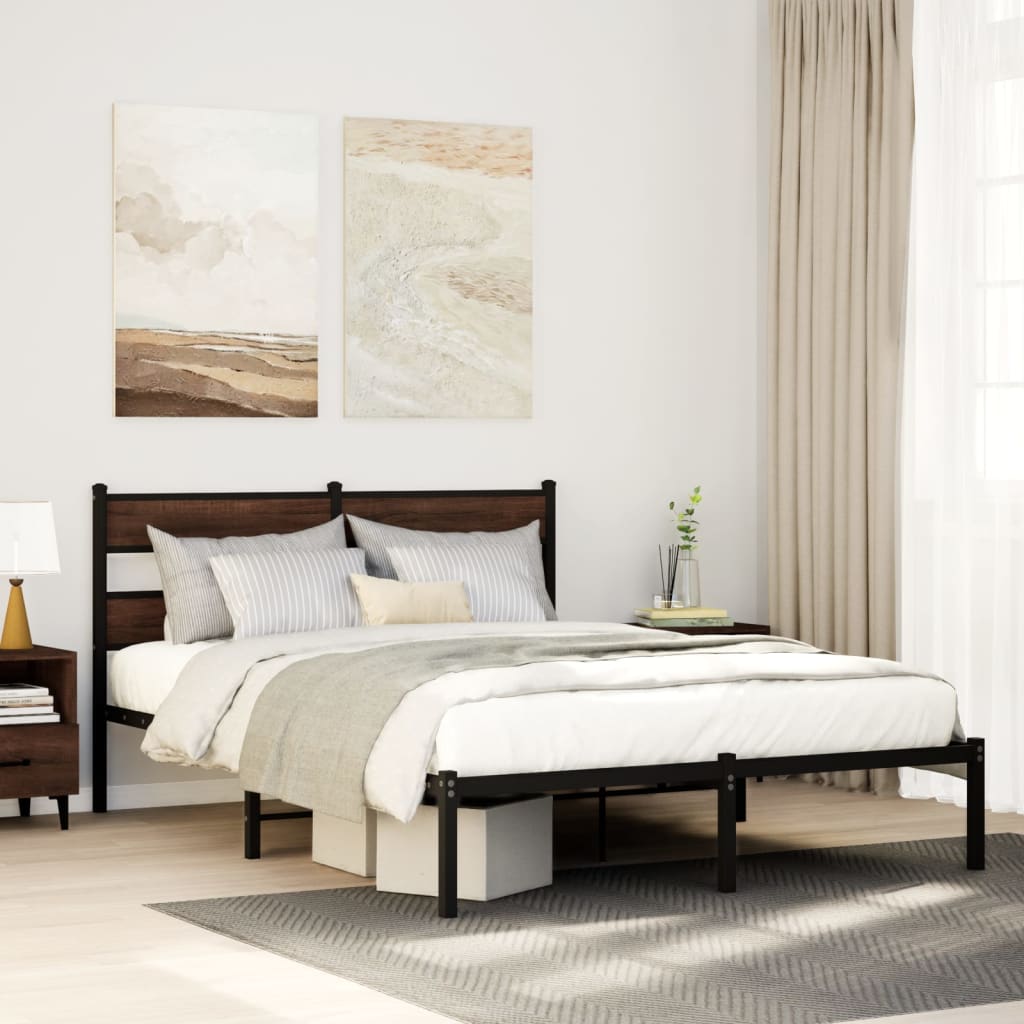 vidaXL Bedframe zonder matras metaal gerookt eikenkleurig 160x200 cm