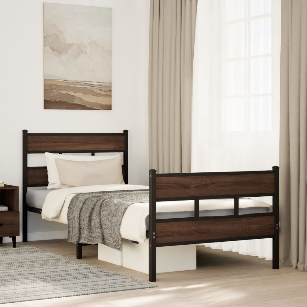 vidaXL Bedframe zonder matras metaal gerookt eikenkleurig 160x200 cm