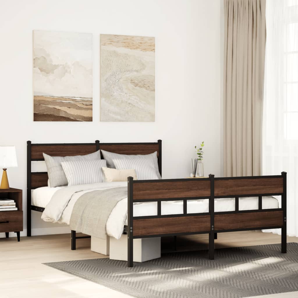 vidaXL Bedframe zonder matras metaal gerookt eikenkleurig 160x200 cm