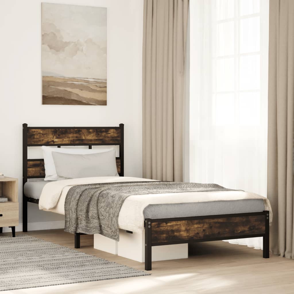vidaXL Bedframe zonder matras metaal gerookt eikenkleurig 160x200 cm