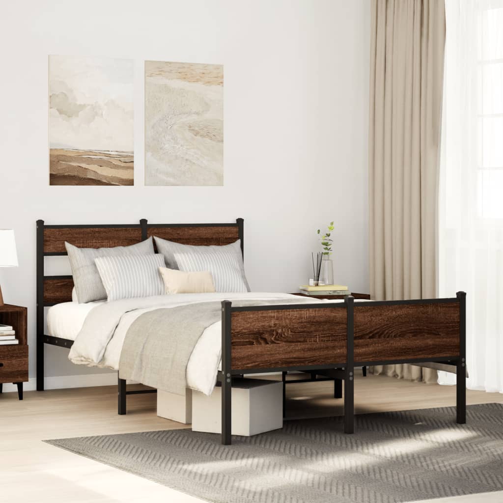 vidaXL Bedframe zonder matras metaal gerookt eikenkleurig 160x200 cm