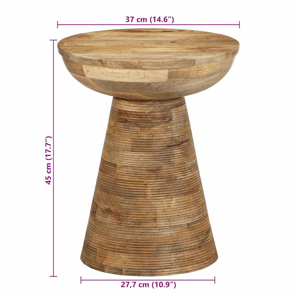 vidaXL Bijzettafel Ø37x45 cm massief mangohout zwart - Aashly