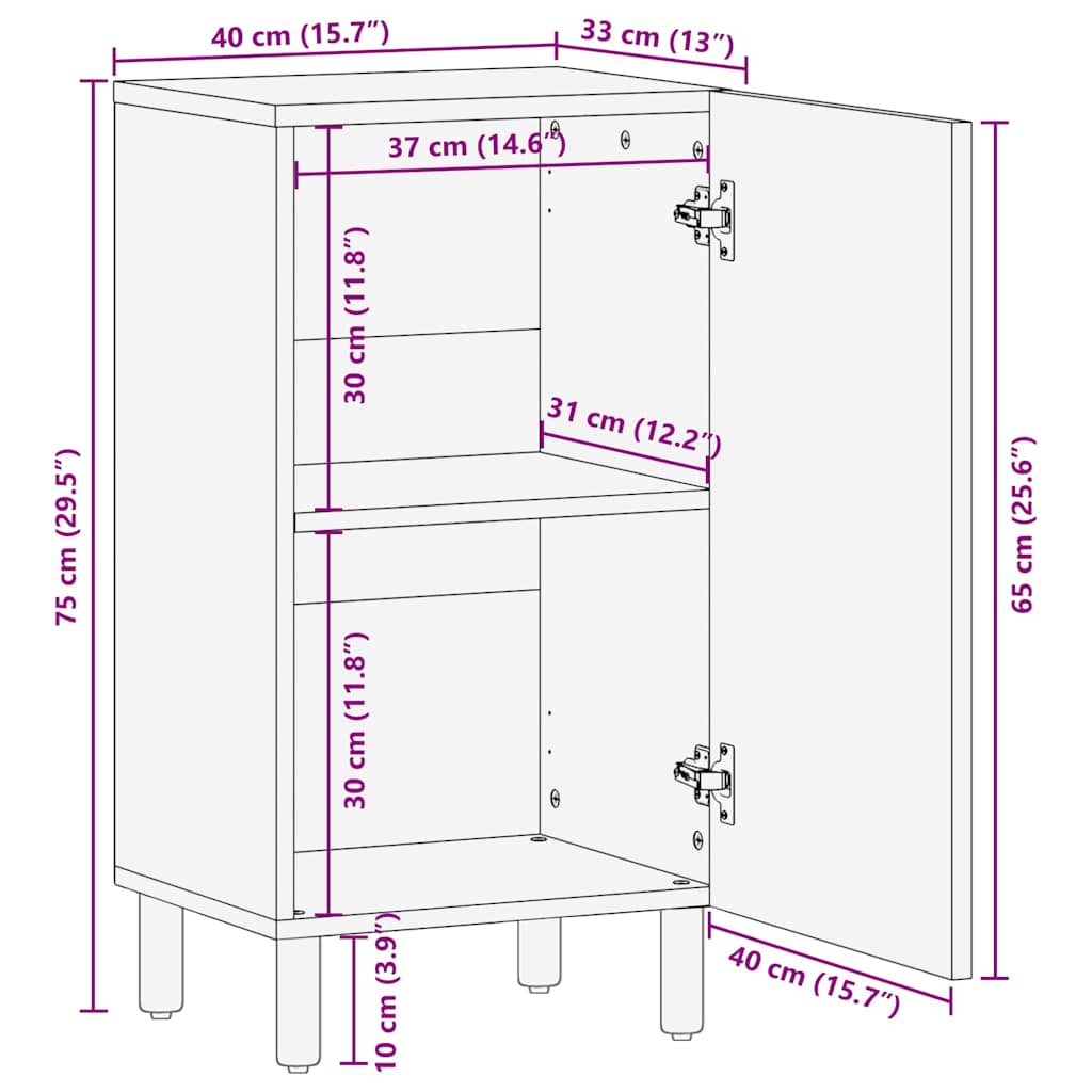 vidaXL Sideboard 40x33x75 cm Solid Mango Wood Brown