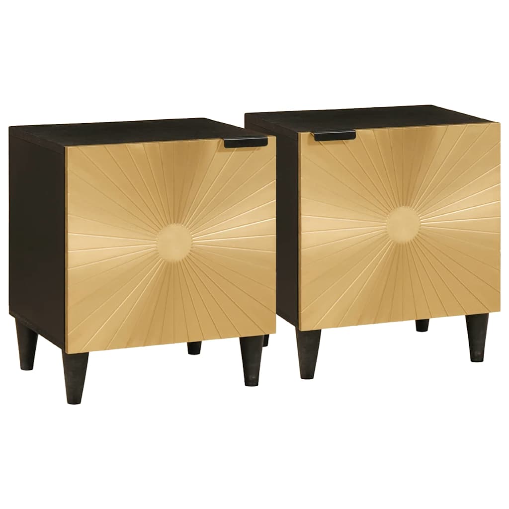 vidaXL Nachtkastje Zwart en Goud 40 x 33.5 x 46 cm
