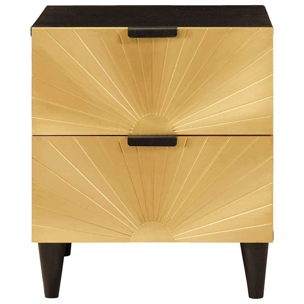 vidaXL Nachtkastje Zwart en Goud 40 x 33.5 x 46 cm massief mangohout