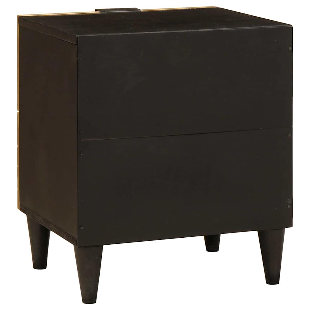 vidaXL Nachtkastje Zwart en Goud 40 x 33.5 x 46 cm massief mangohout