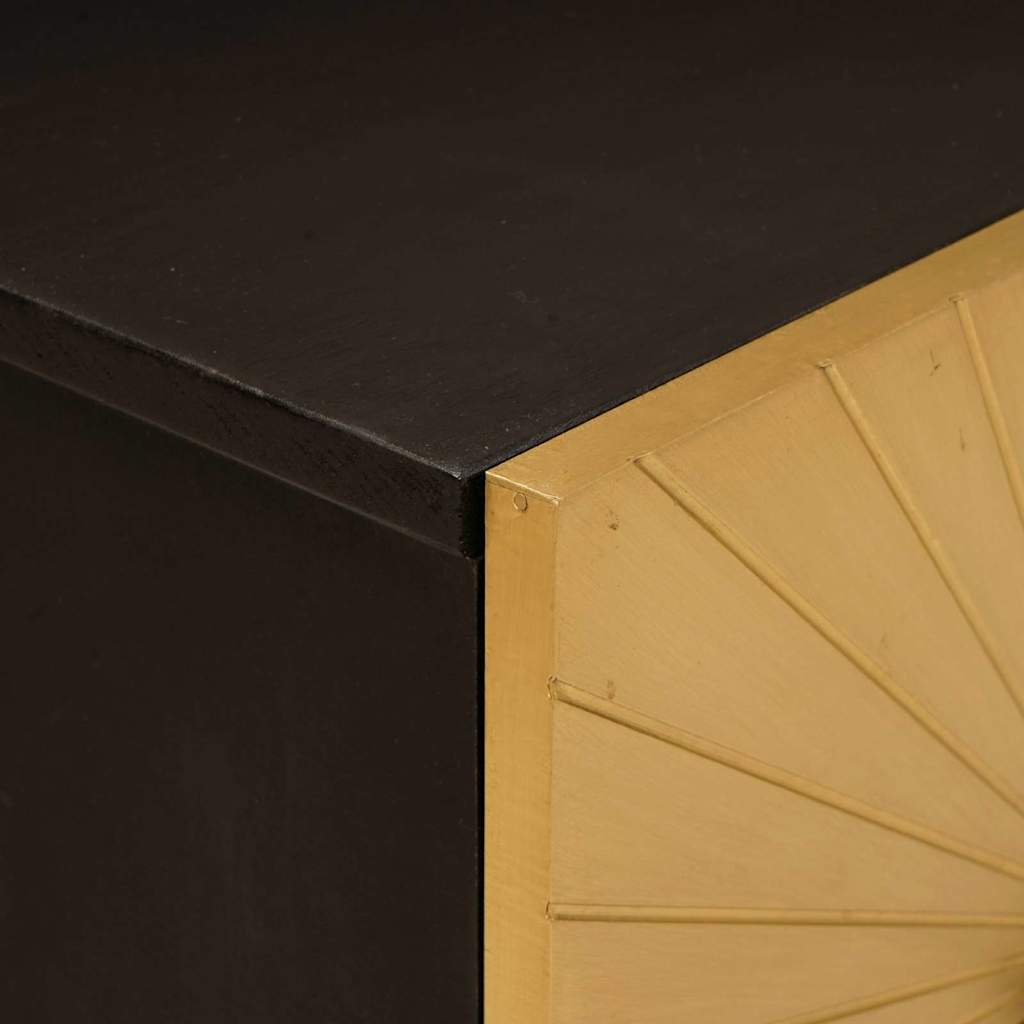 vidaXL Nachtkastje Zwart en Goud 40 x 33.5 x 46 cm massief mangohout