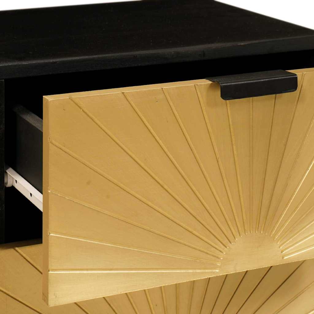 vidaXL Nachtkastje Zwart en Goud 40 x 33.5 x 46 cm massief mangohout
