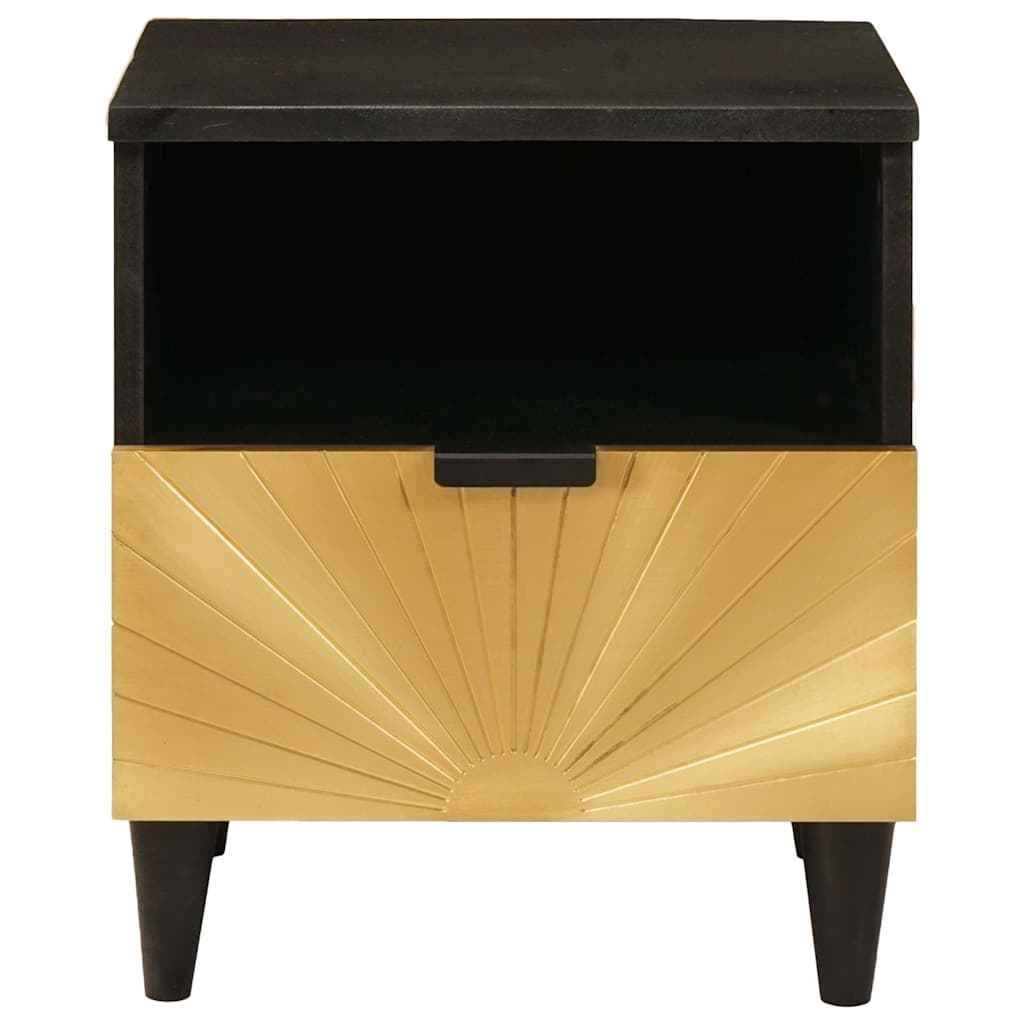 vidaXL Nachtkastje Zwart en Goud 40 x 33 x 46 cm massief mangohout