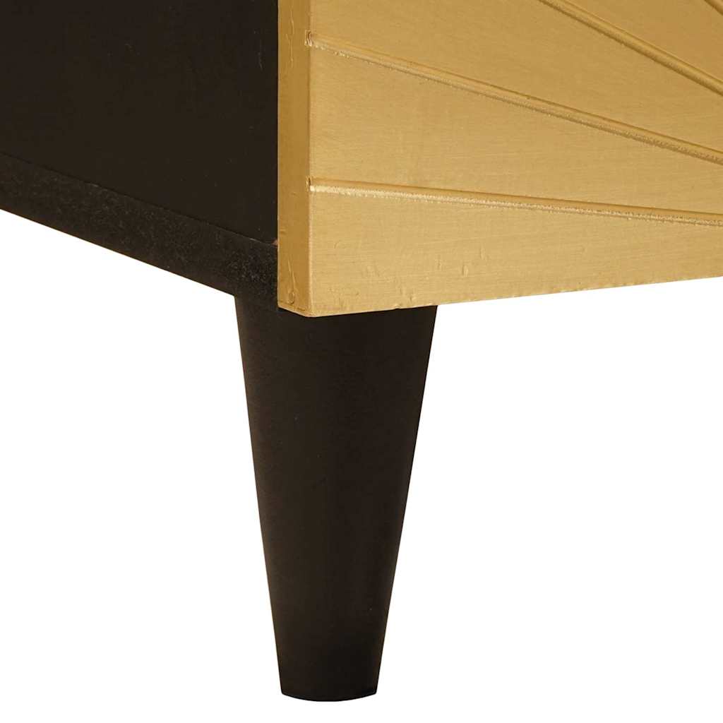 vidaXL Nachtkastje Zwart en Goud 40 x 33 x 46 cm massief mangohout
