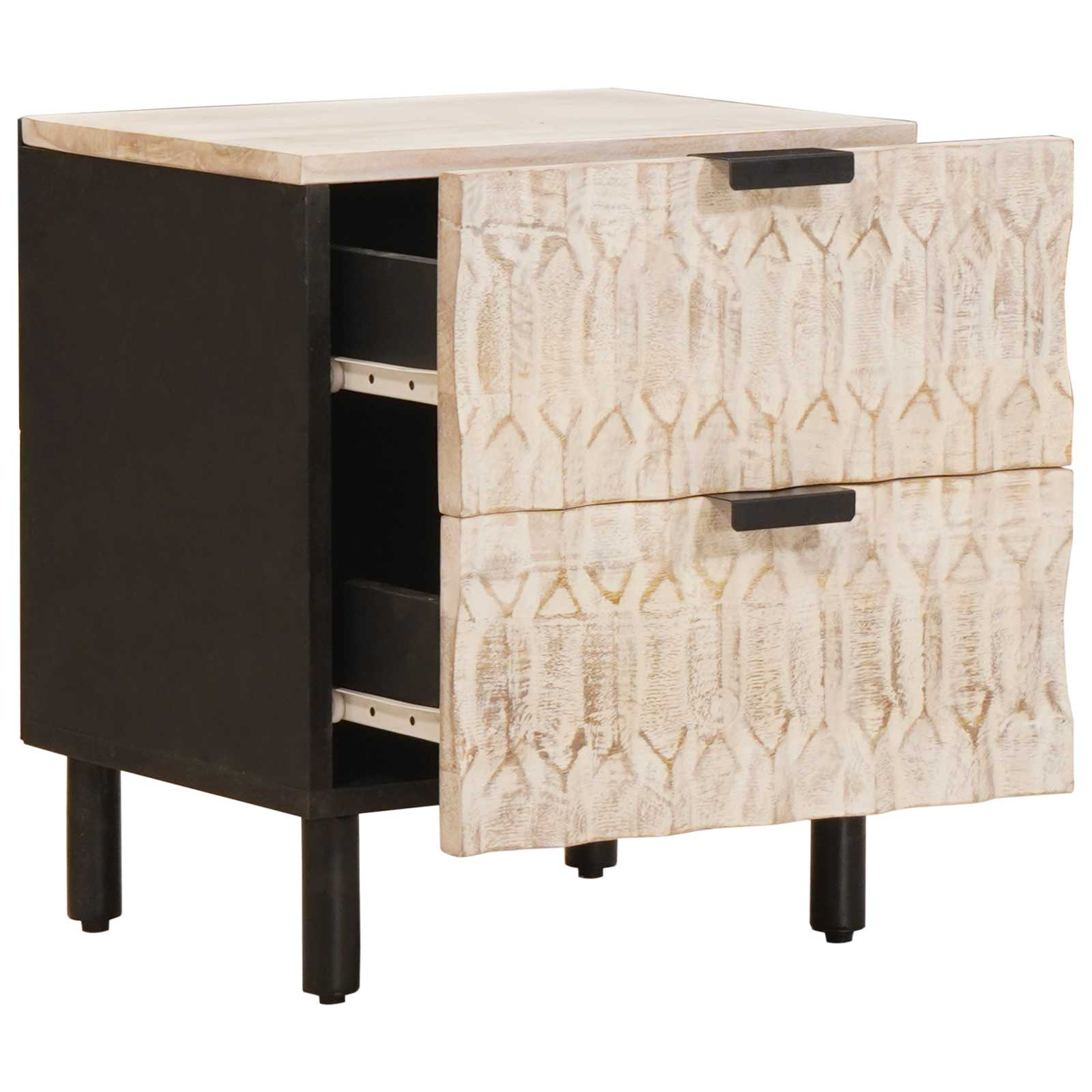 vidaXL Nachtkastje met lade Wit 40 x 33,5 x 46 cm Massief Mango Hout