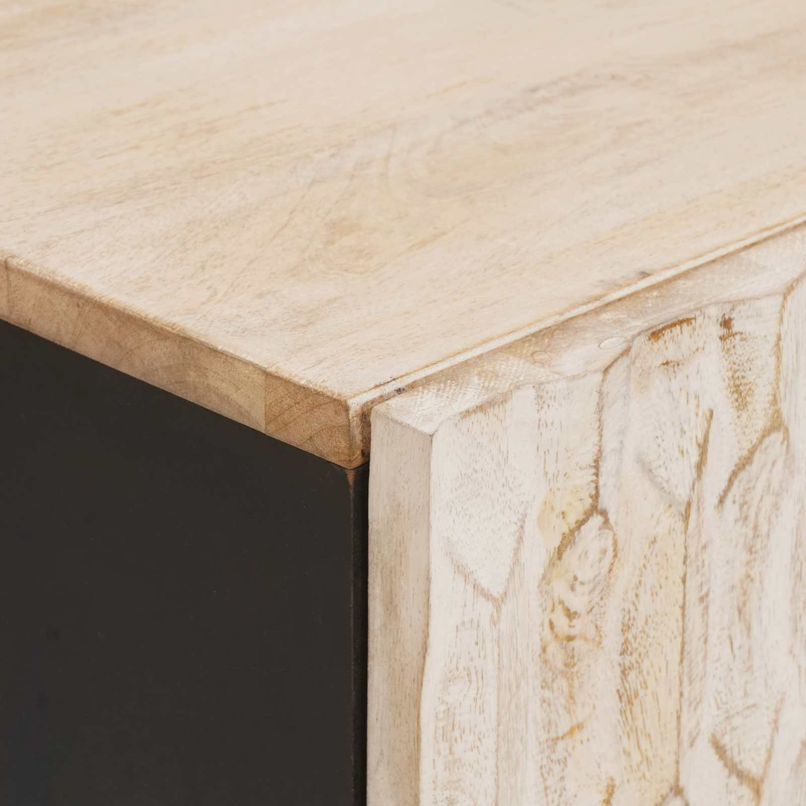 vidaXL Nachtkastje met lade Wit 40 x 33,5 x 46 cm Massief Mango Hout