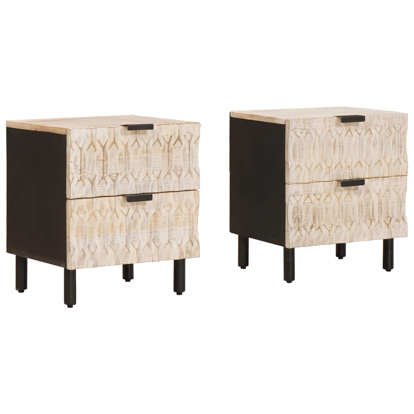 vidaXL Nachtkastje met lade Wit 40 x 33,5 x 46 cm Massief Mango Hout
