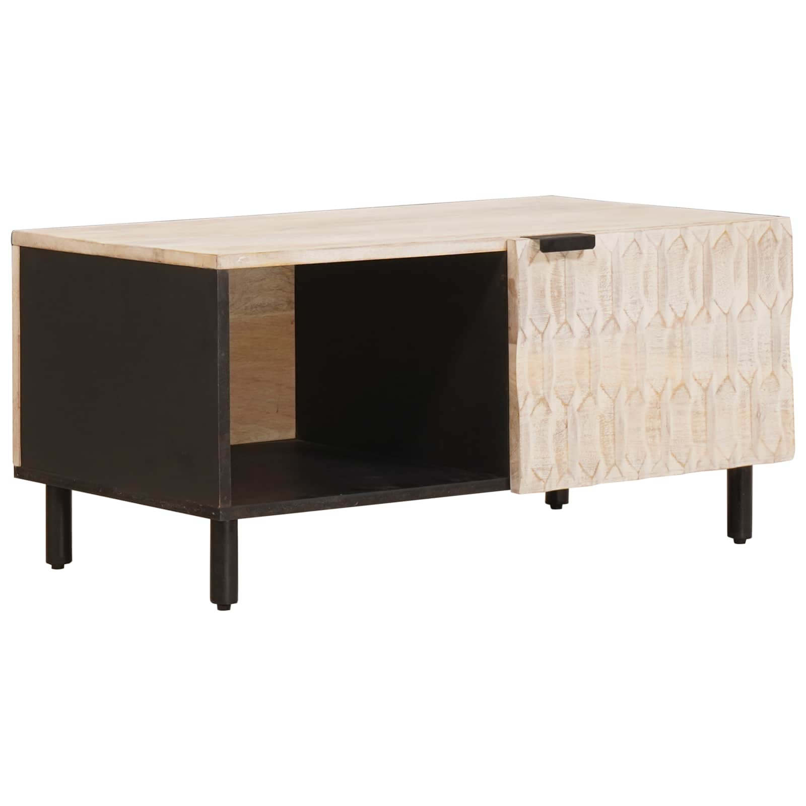 vidaXL Salontafel Wit 80 x 50 x 40 cm Massief Mango Hout
