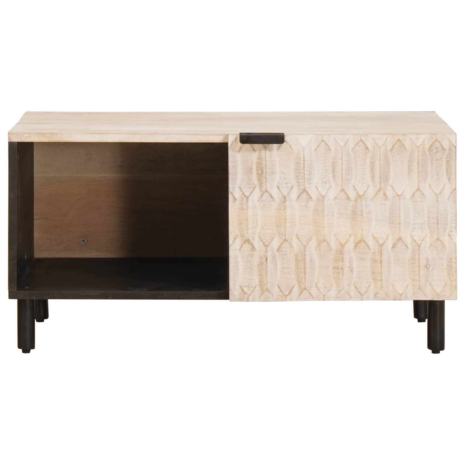 vidaXL Salontafel Wit 80 x 50 x 40 cm Massief Mango Hout