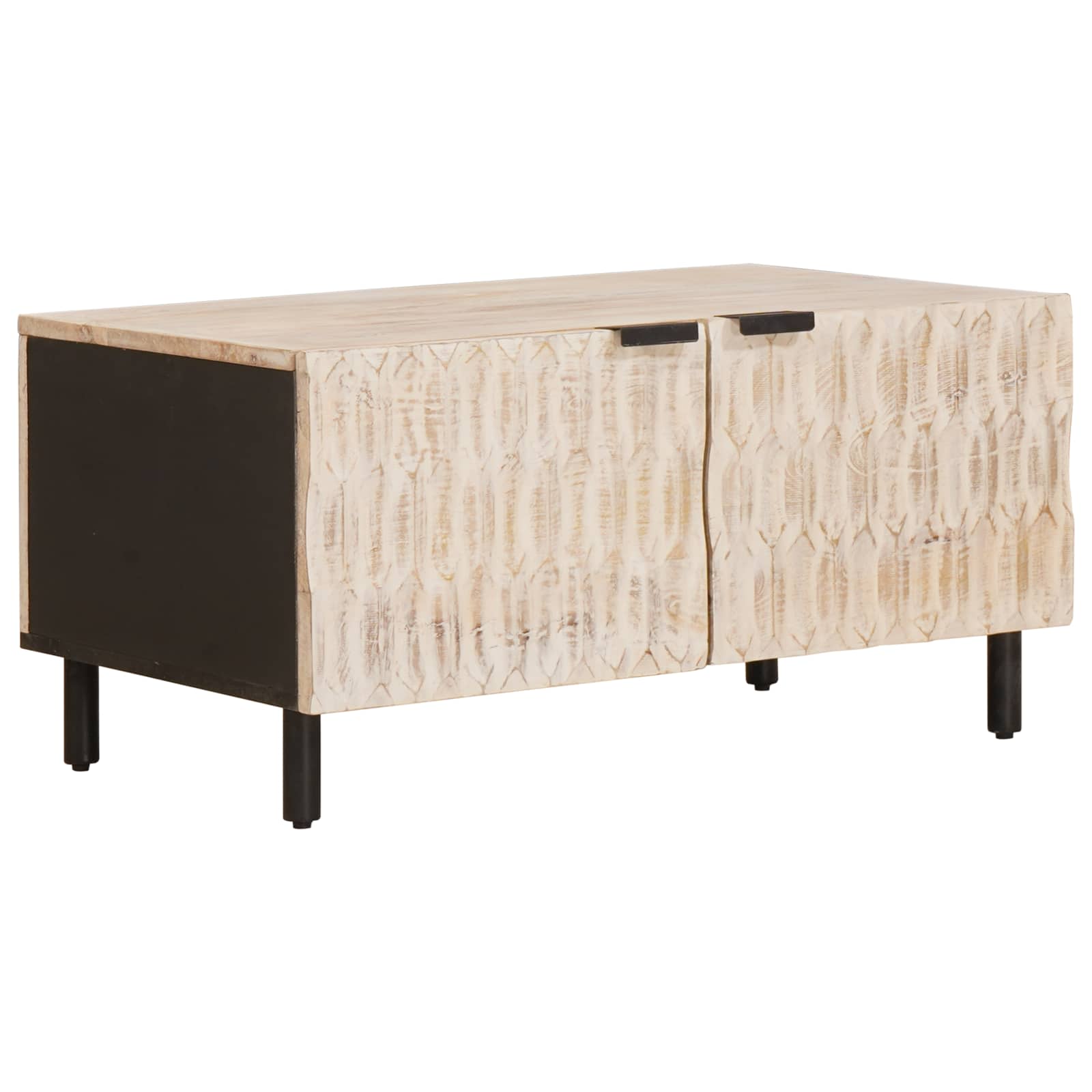 vidaXL Salontafel Wit 80 x 50 x 40 cm Massief Mango Hout