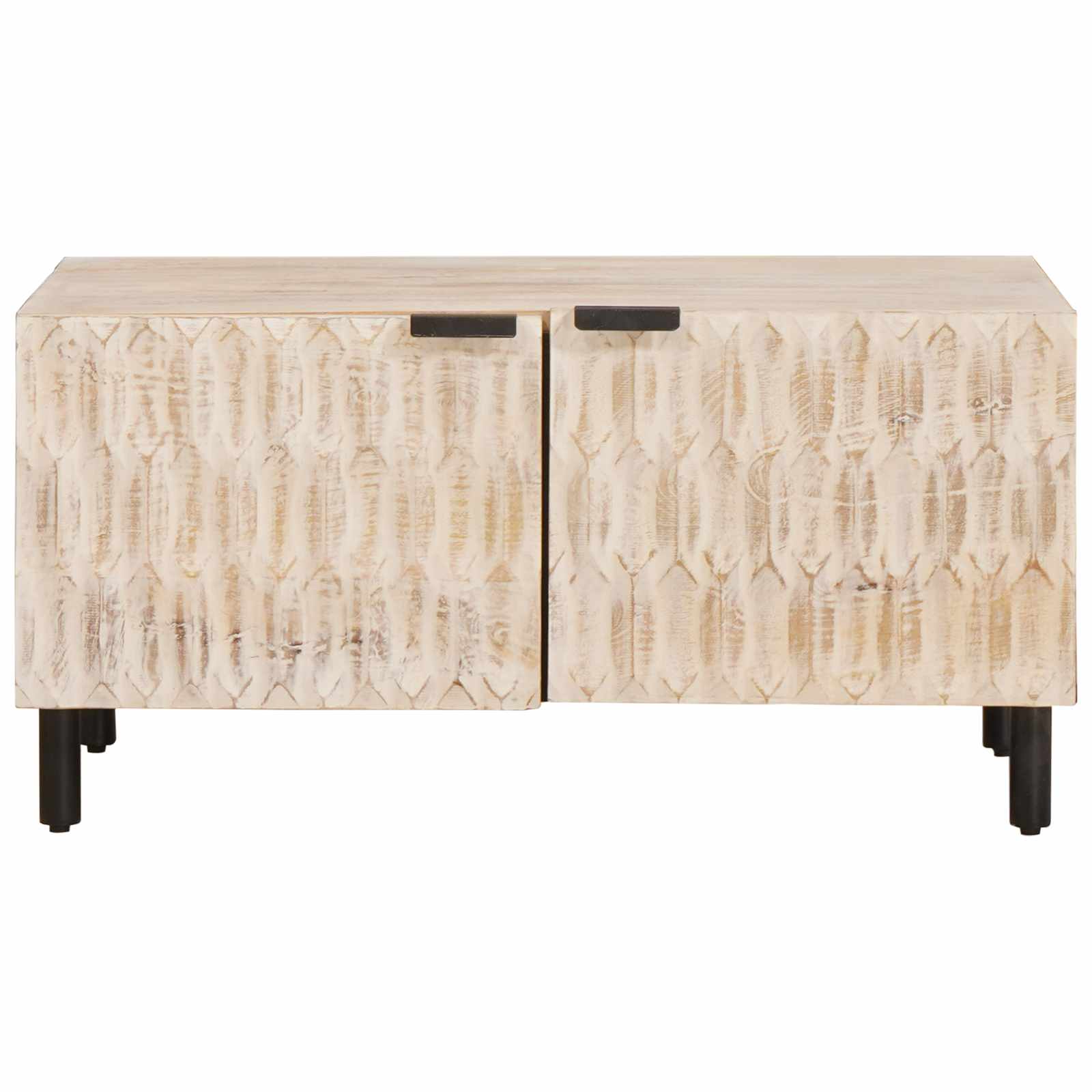 vidaXL Salontafel Wit 80 x 50 x 40 cm Massief Mango Hout