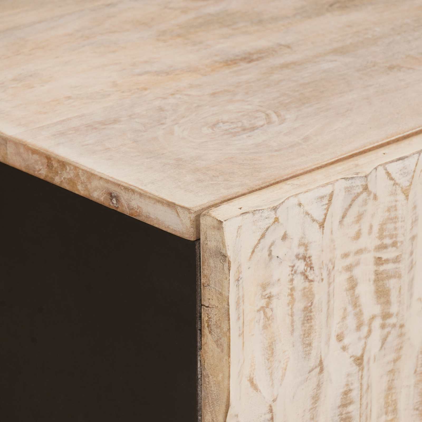 vidaXL Salontafel Wit 80 x 50 x 40 cm Massief Mango Hout