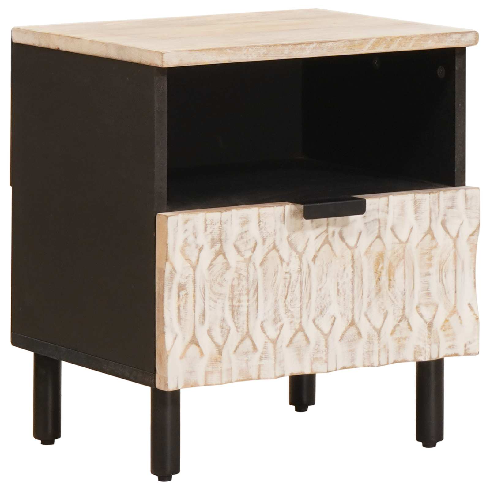 vidaXL Nachtkastje met lade Wit 40 x 33 x 46 cm Massief Mango Hout