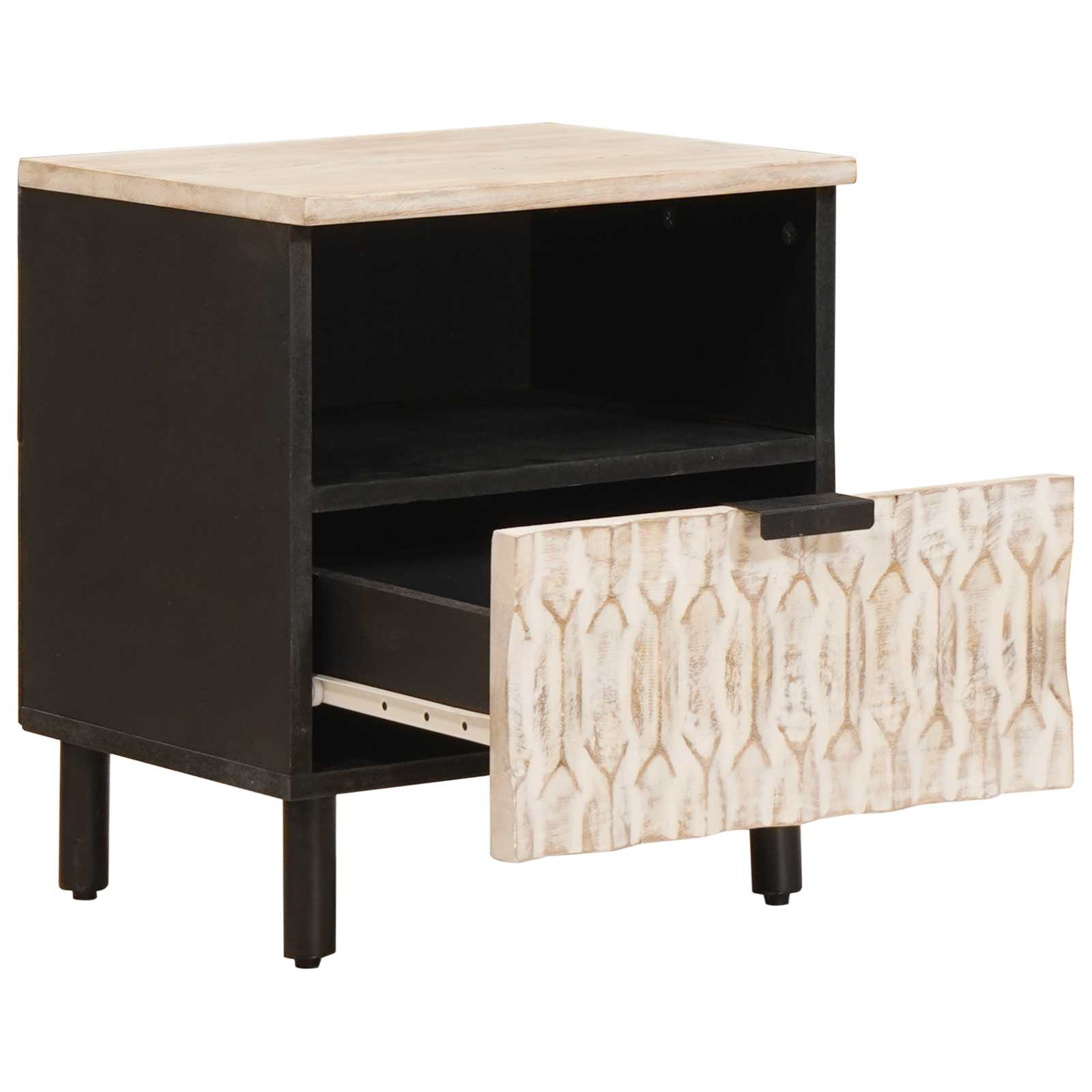 vidaXL Nachtkastje met lade Wit 40 x 33 x 46 cm Massief Mango Hout