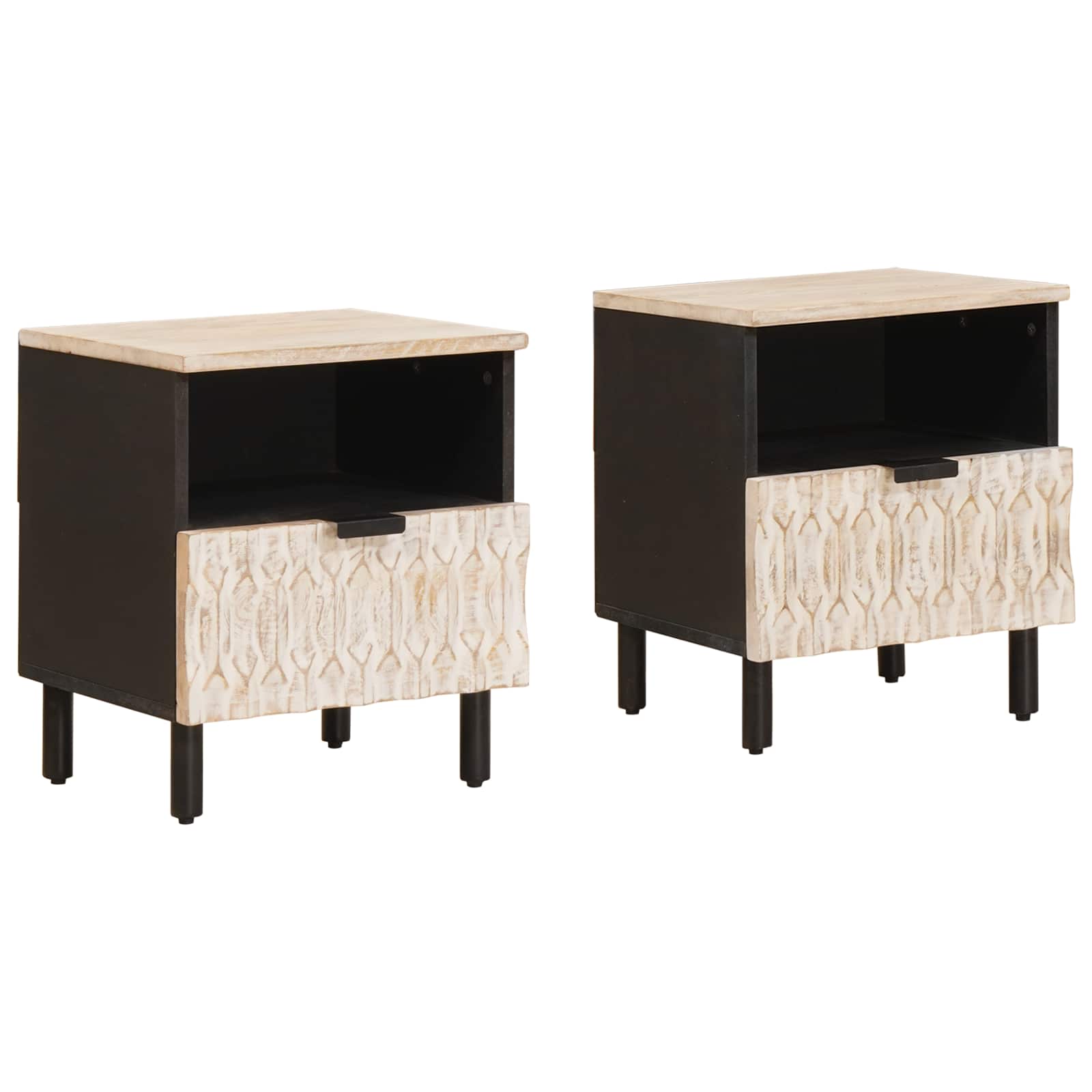 vidaXL Nachtkastje met lade Wit 40 x 33 x 46 cm Massief Mango Hout