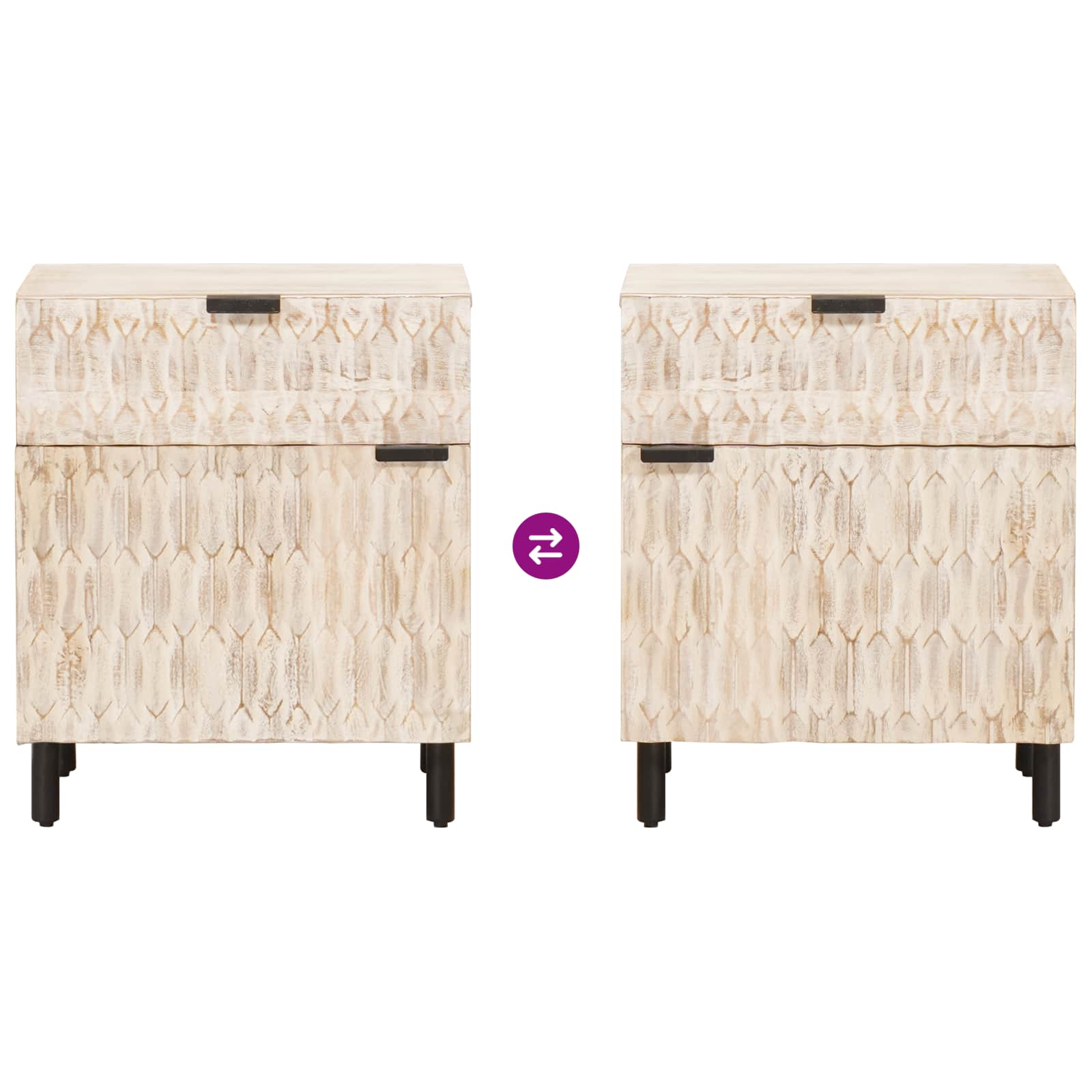 vidaXL Nachtkastje met lade Wit 50 x 33 x 60 cm Massief Mango Hout