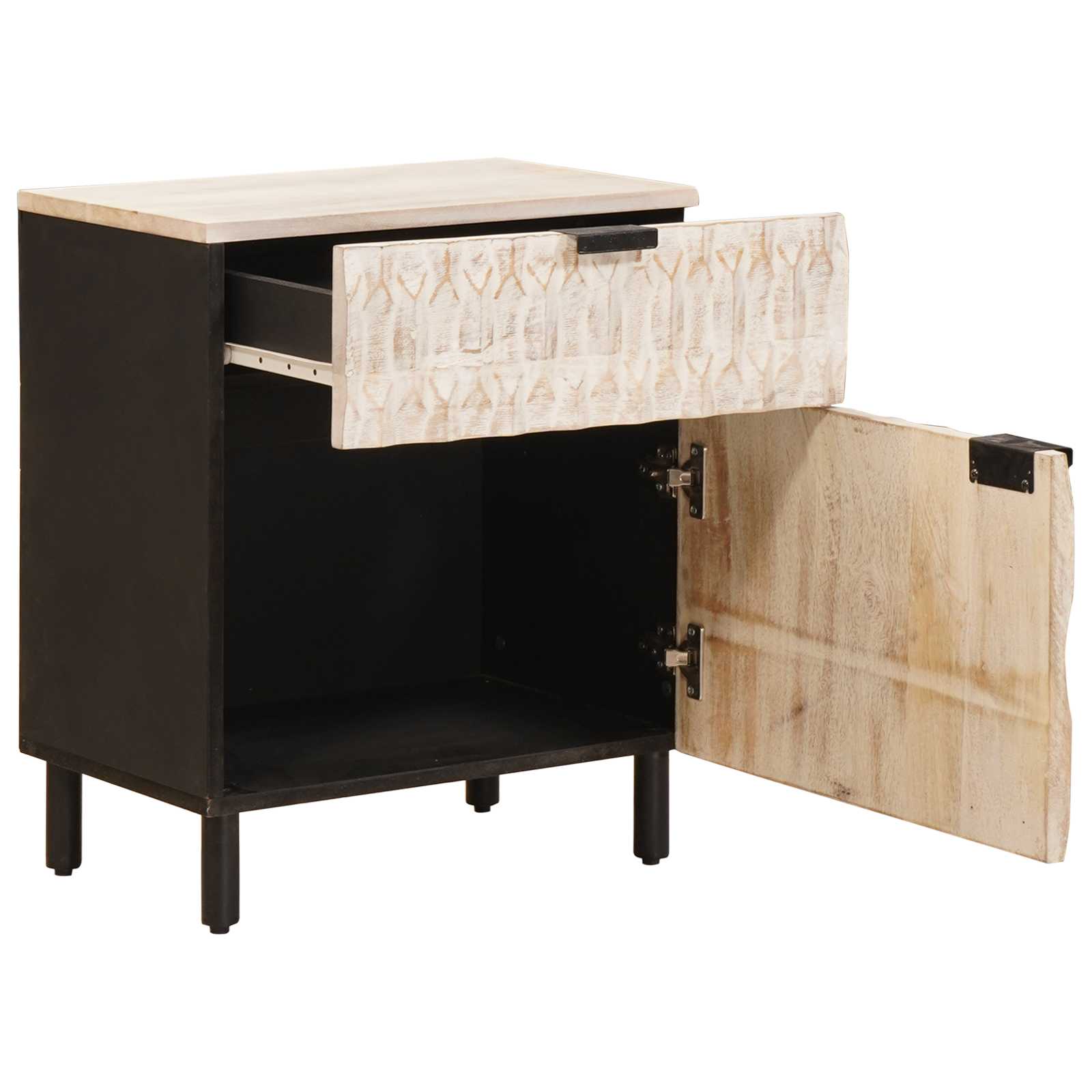 vidaXL Nachtkastje met lade Wit 50 x 33 x 60 cm Massief Mango Hout