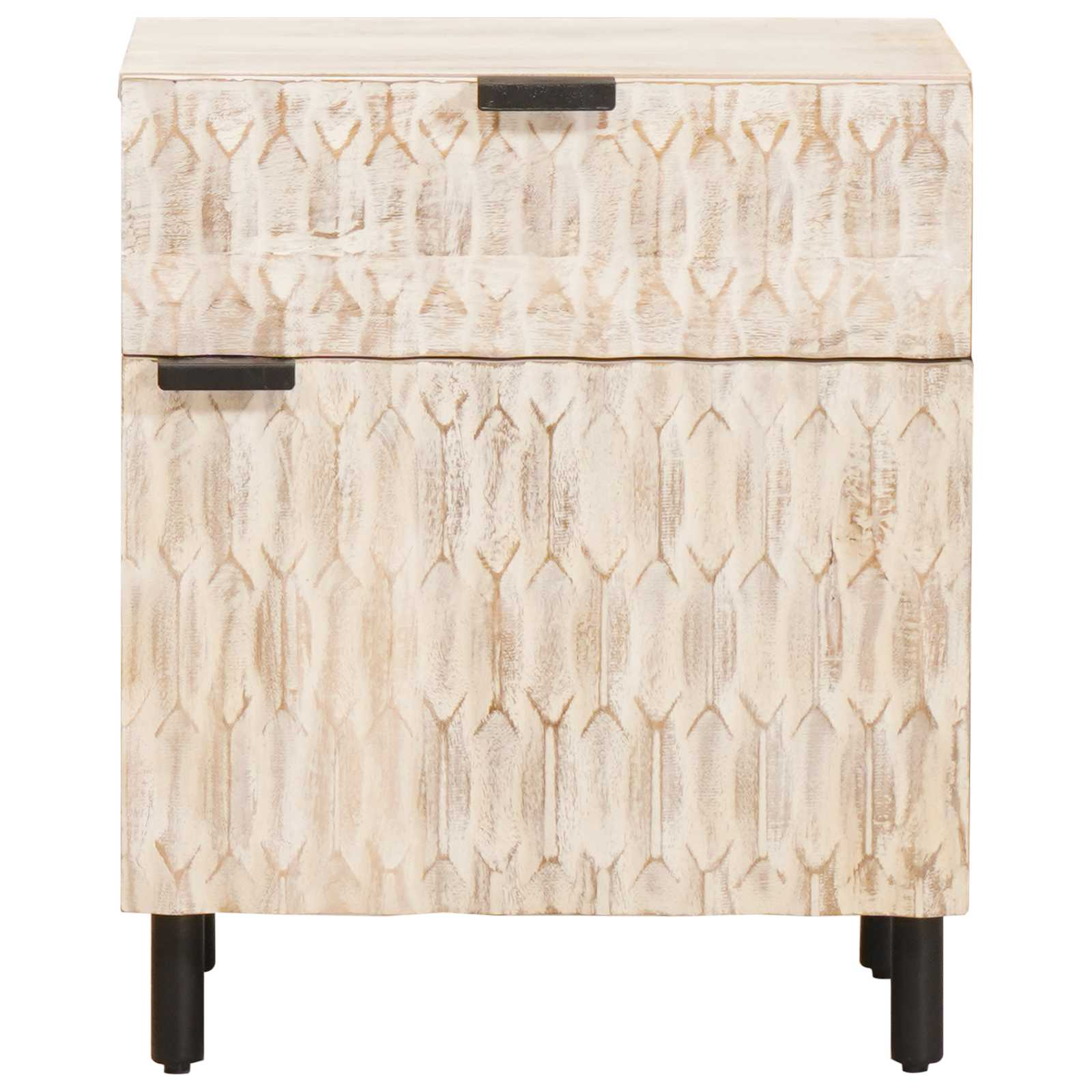 vidaXL Nachtkastje met lade Wit 50 x 33 x 60 cm Massief Mango Hout