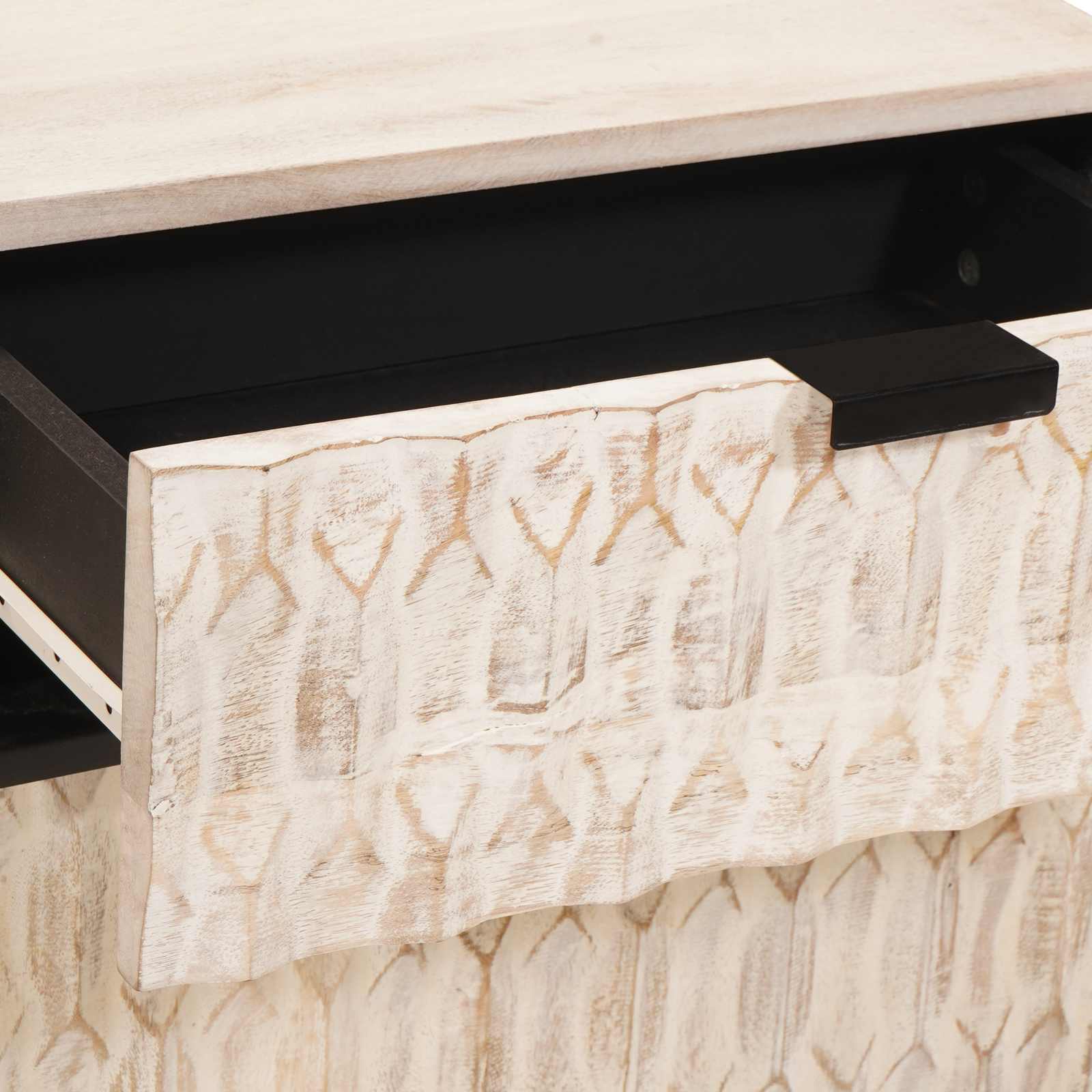 vidaXL Nachtkastje met lade Wit 50 x 33 x 60 cm Massief Mango Hout