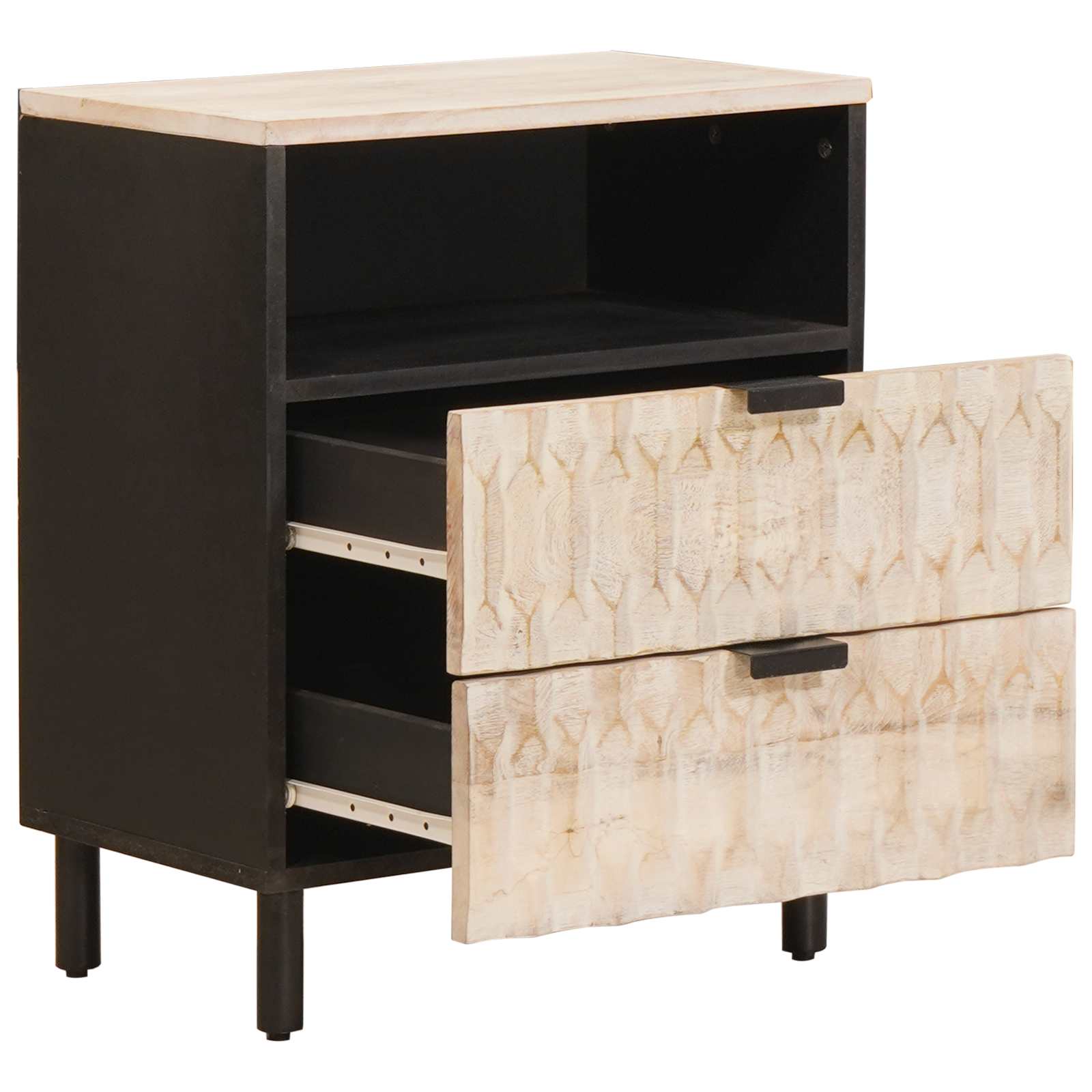 vidaXL Nachtkastje met lade Wit 50 x 33 x 60 cm Massief Mango Hout