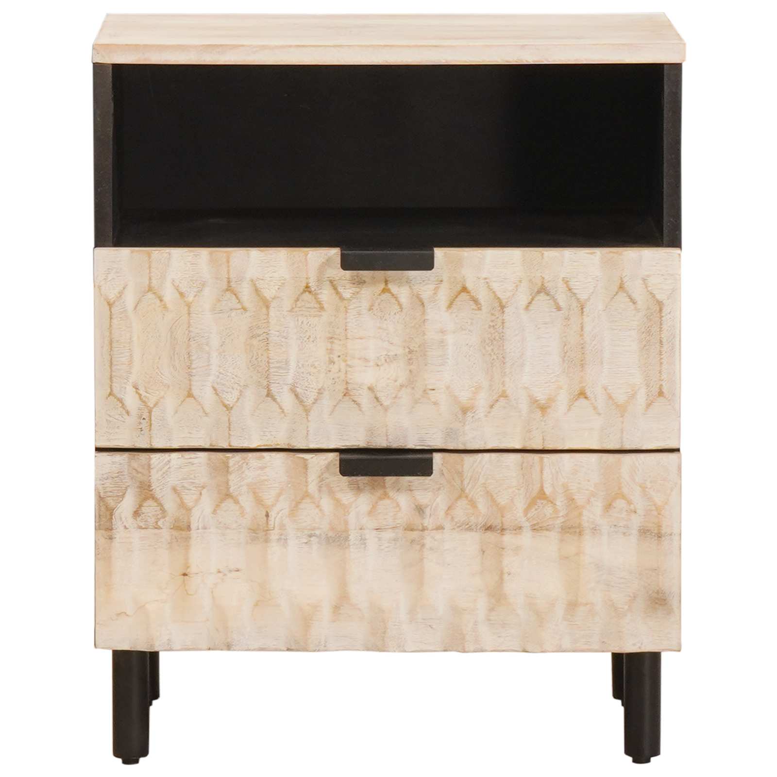 vidaXL Nachtkastje met lade Wit 50 x 33 x 60 cm Massief Mango Hout