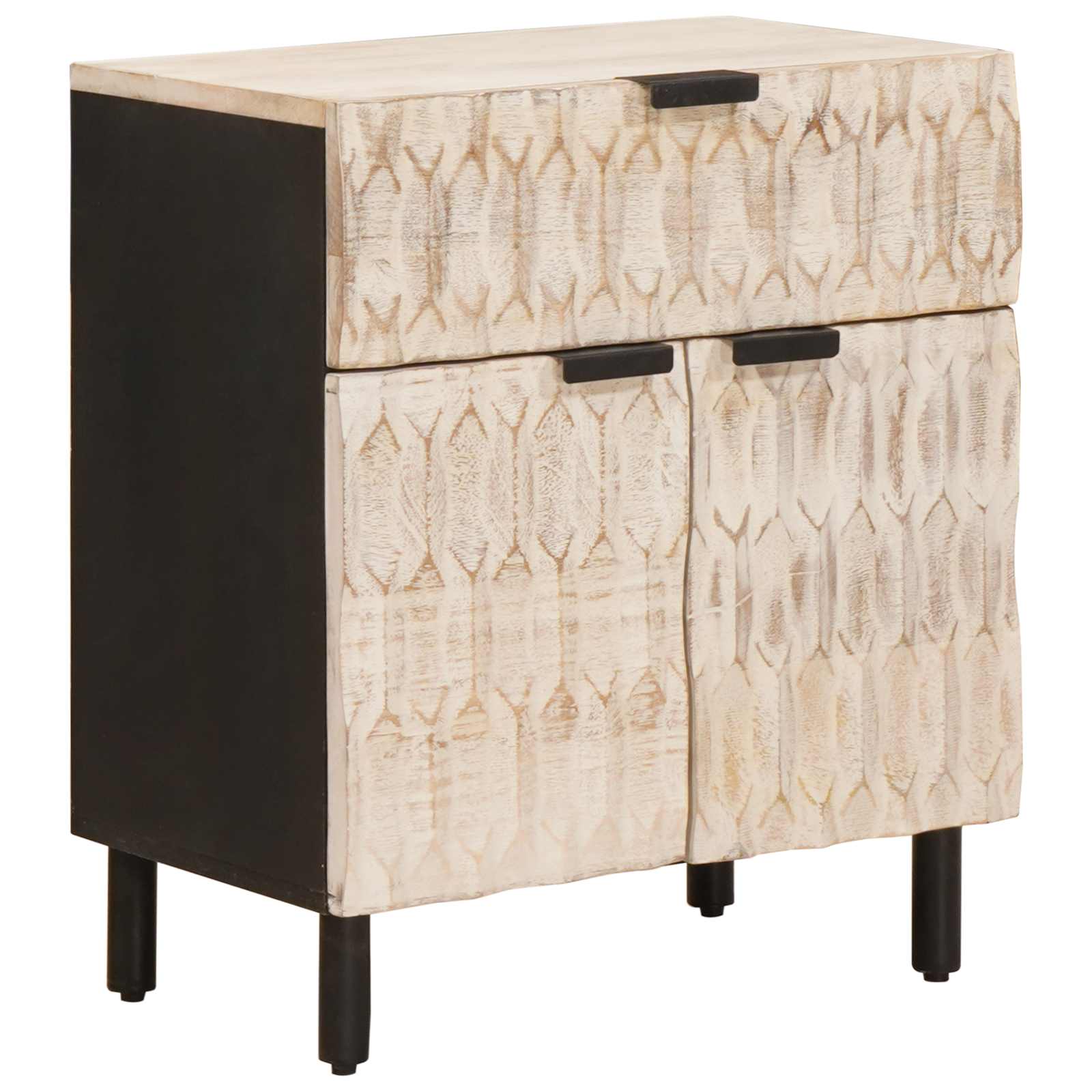 vidaXL Nachtkastje met lade Wit 50 x 33 x 60 cm Massief Mango Hout