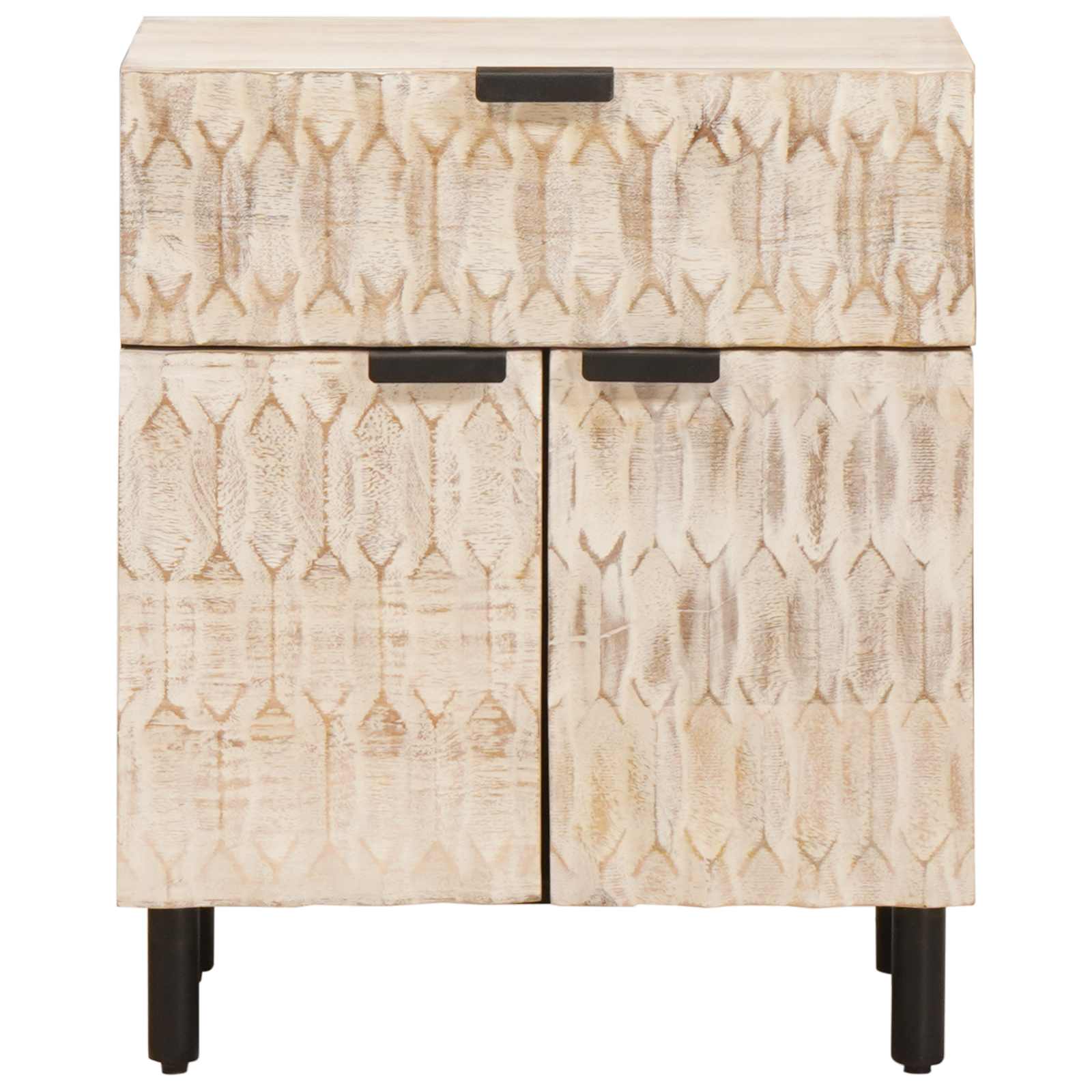 vidaXL Nachtkastje met lade Wit 50 x 33 x 60 cm Massief Mango Hout