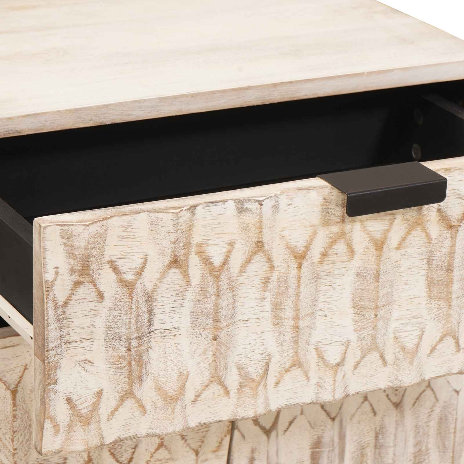 vidaXL Nachtkastje met lade Wit 50 x 33 x 60 cm Massief Mango Hout