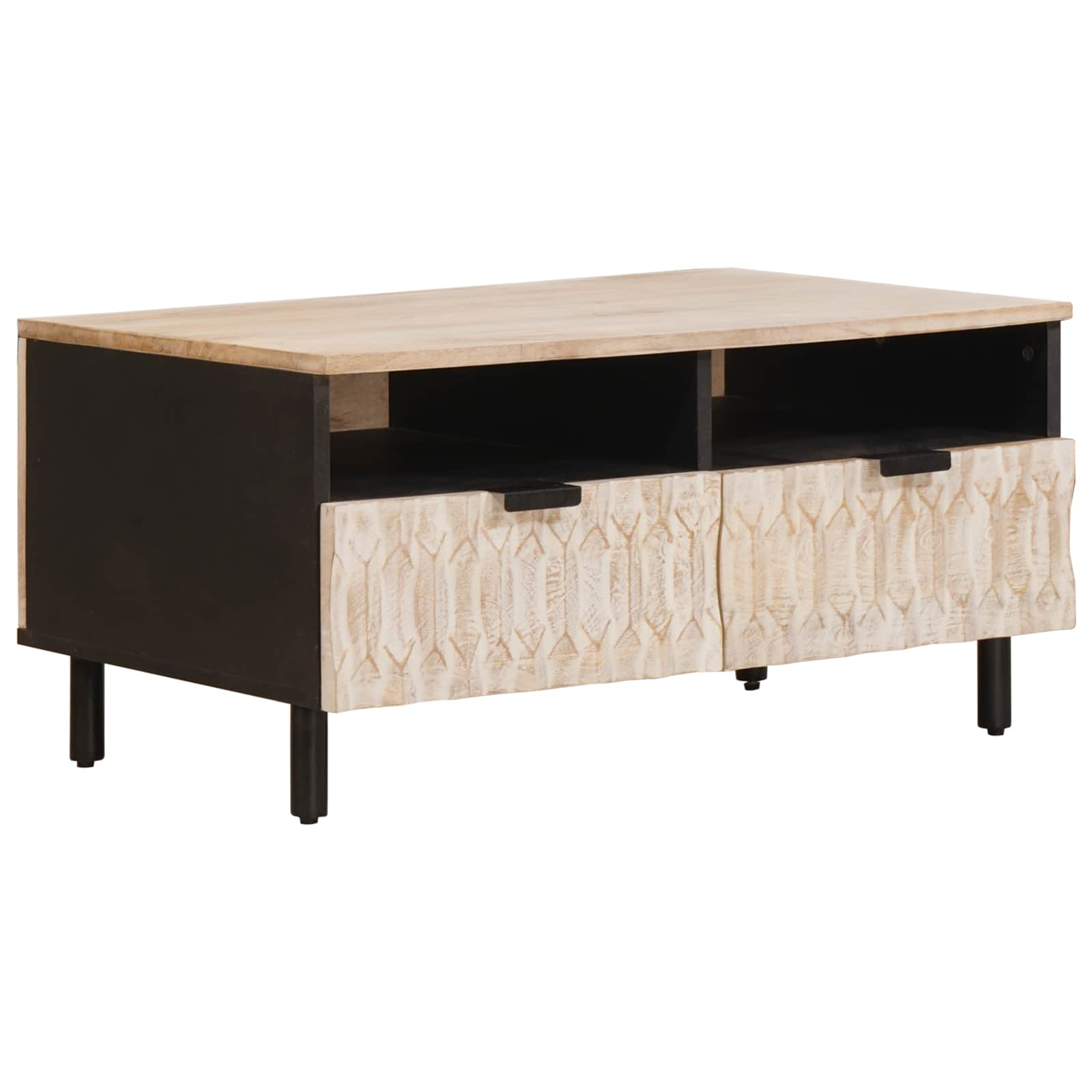 vidaXL Salontafel met lade Wit 80 x 54 x 40 cm Massief Mango Hout