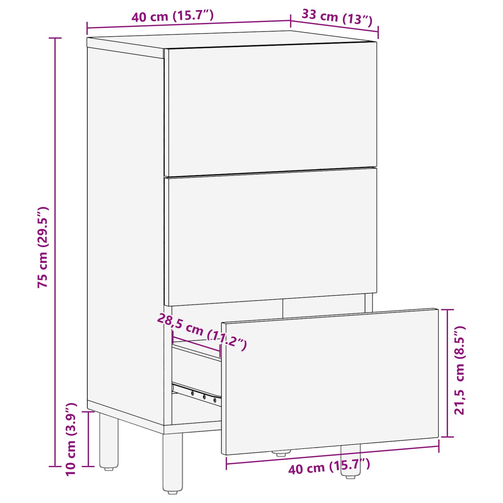 vidaXL Dressoir Effen Witte Was Afwerking