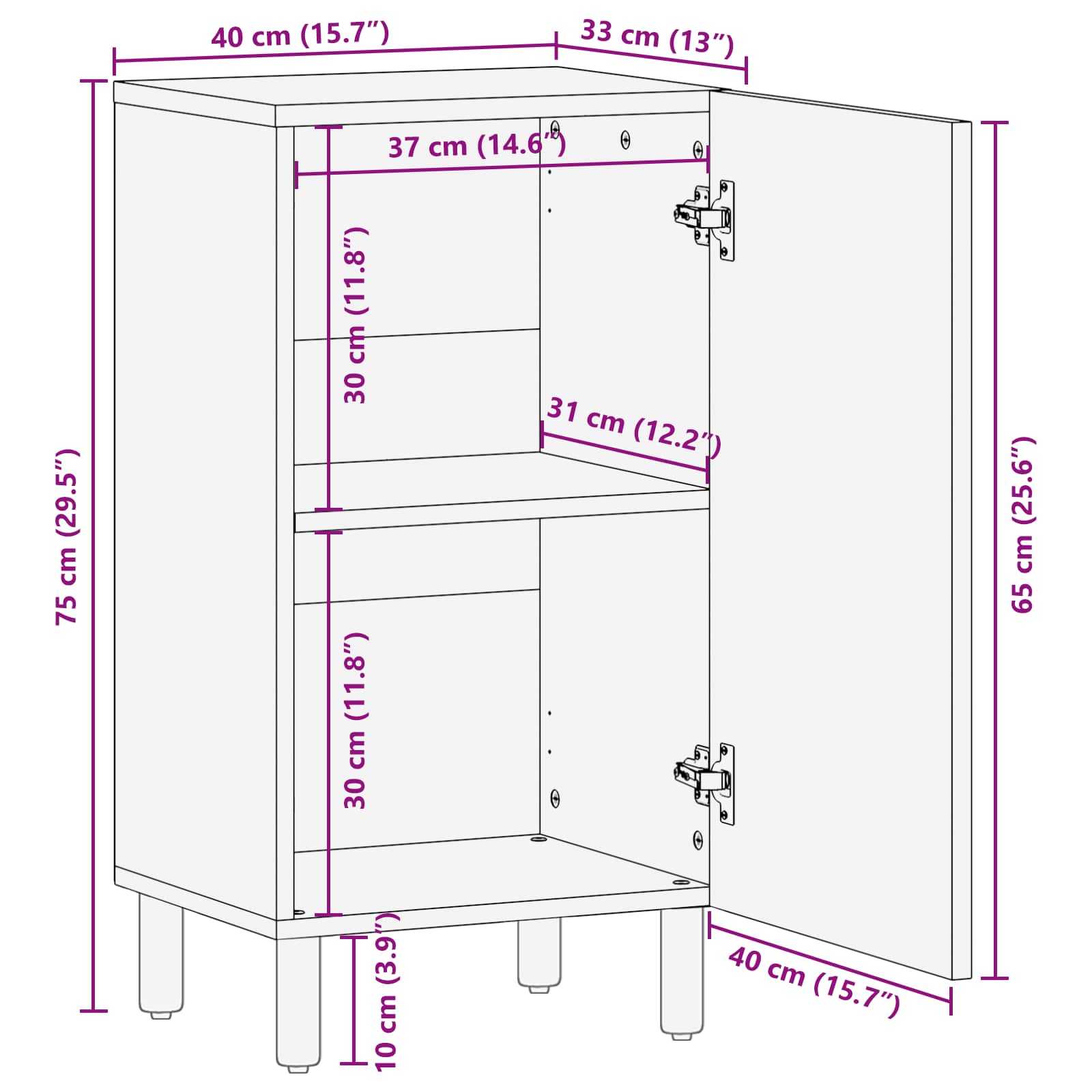 vidaXL Dressoir Effen Witte Was Afwerking