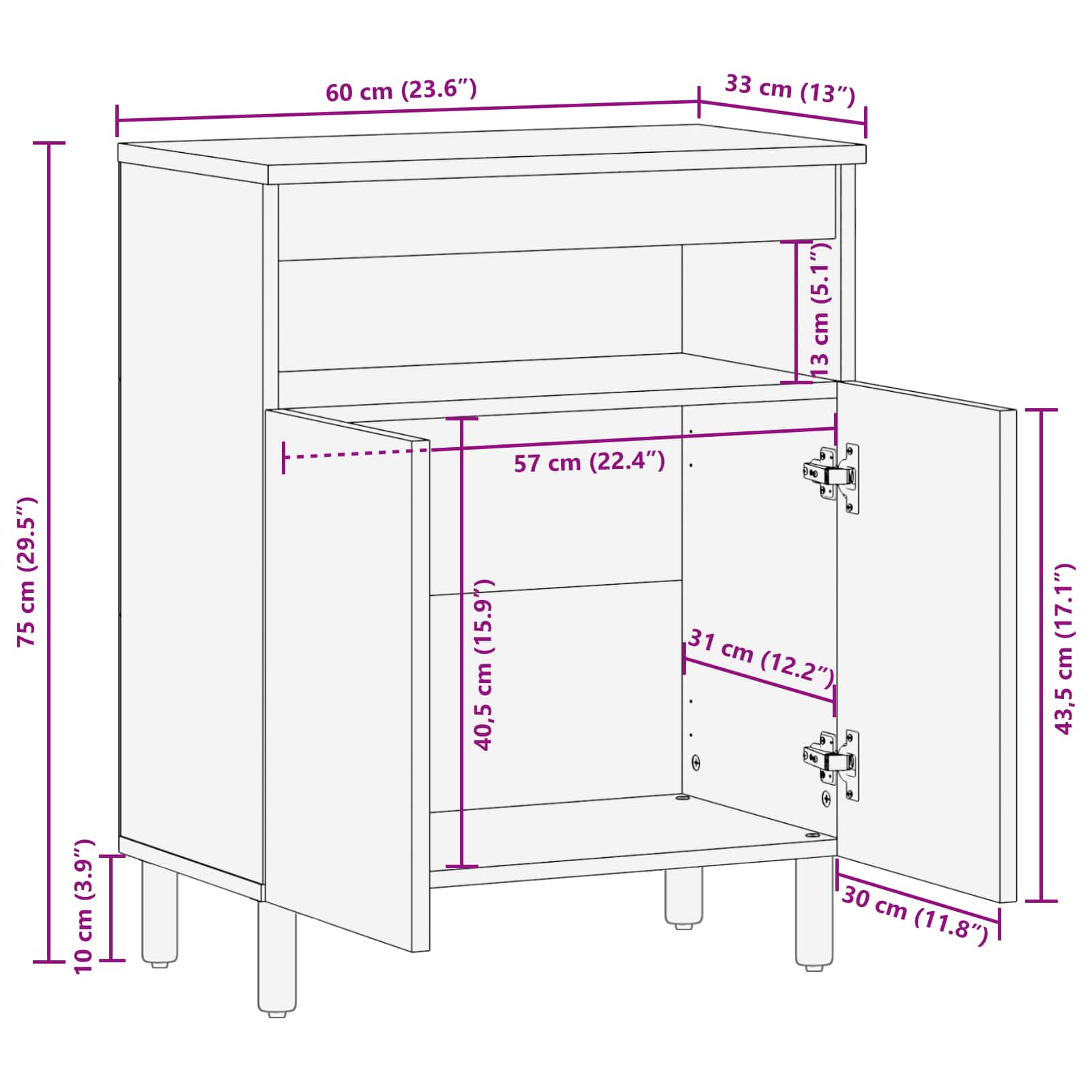 vidaXL Dressoir Witte Was Afwerking