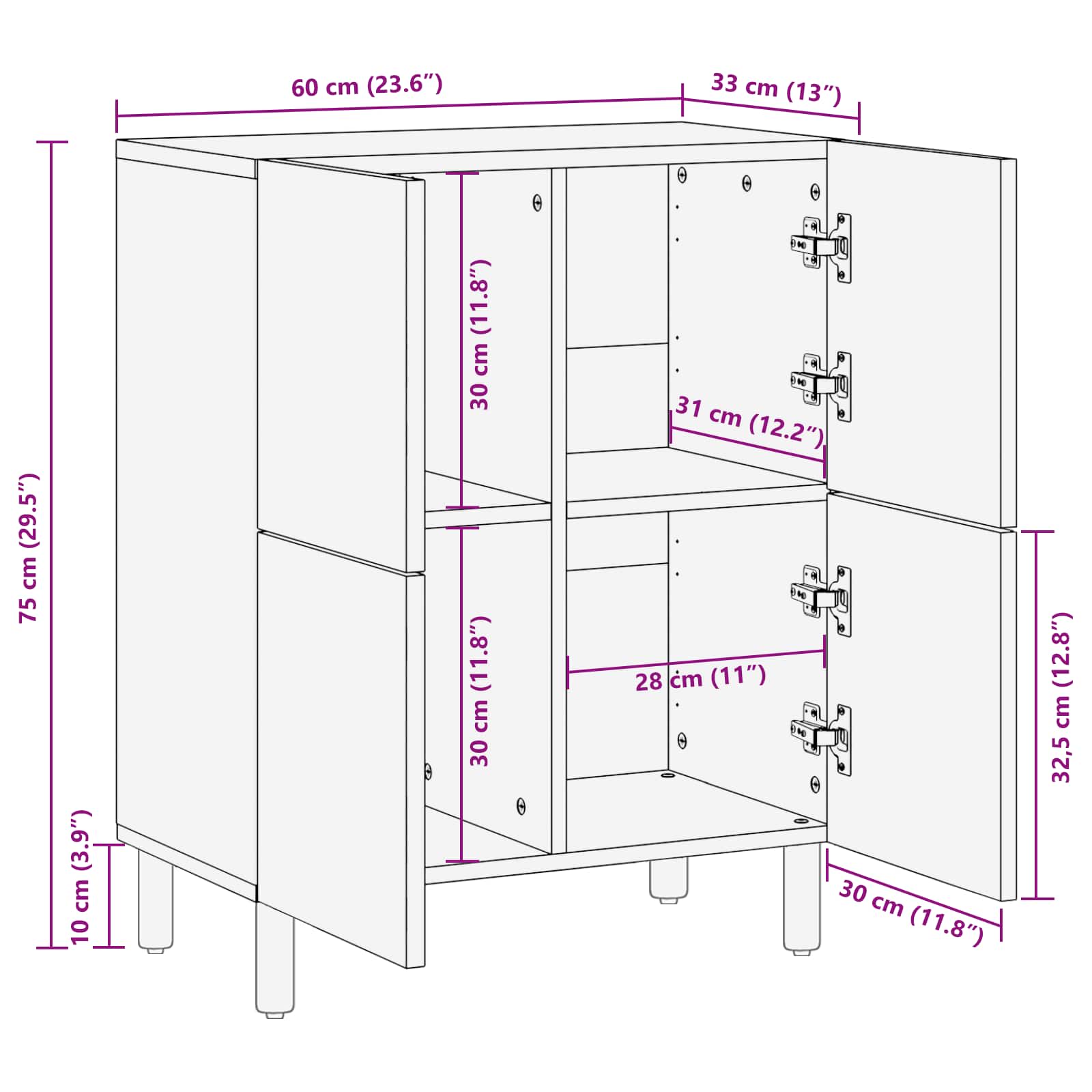 vidaXL Dressoir Geometrisch Witte Was Afwerking