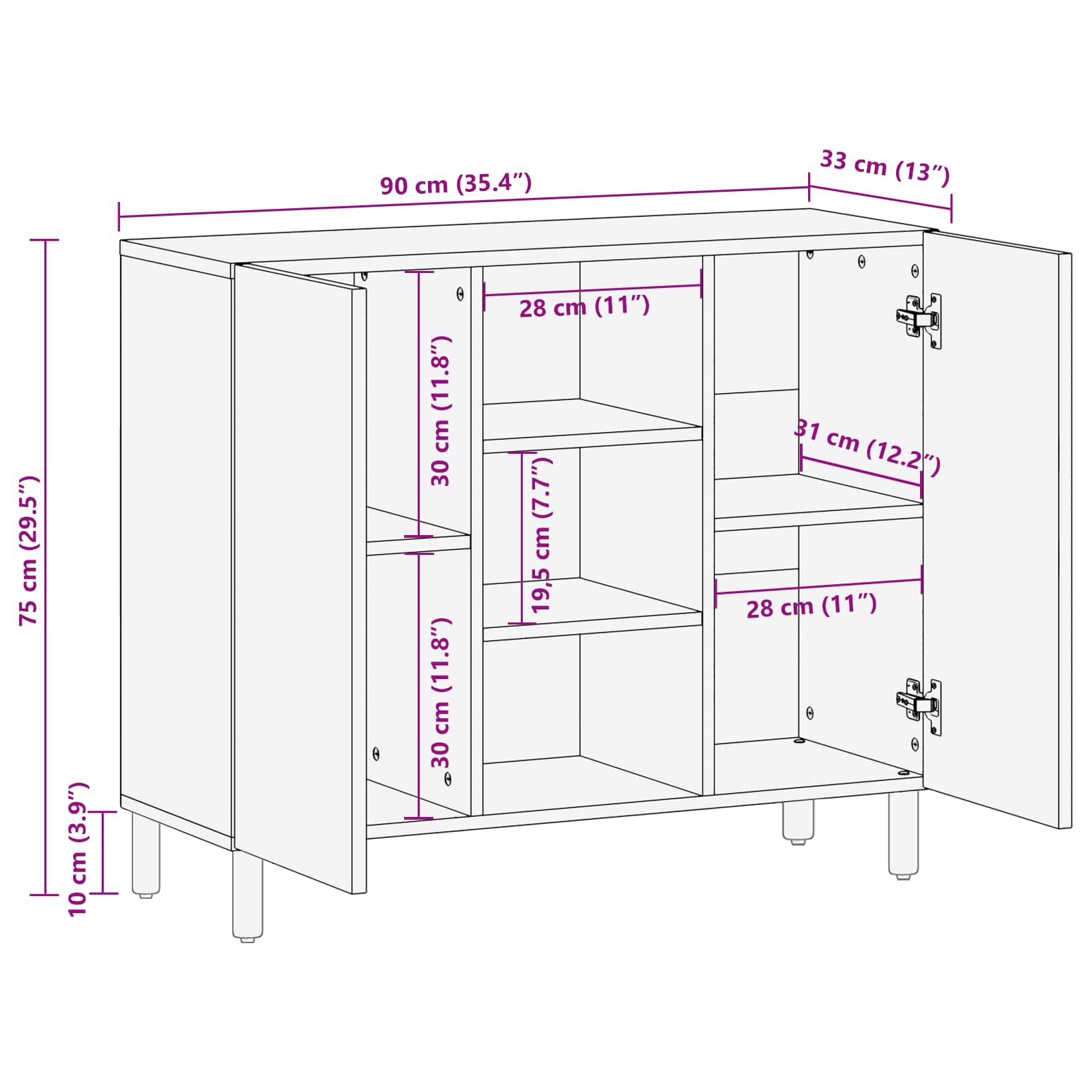 vidaXL Dressoir Anders Witte Was Afwerking
