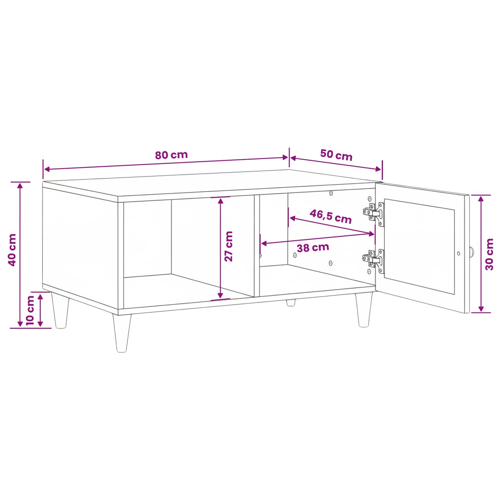 vidaXL Salontafel Lichtbruin 80 x 50 x 40 cm massief mangohout