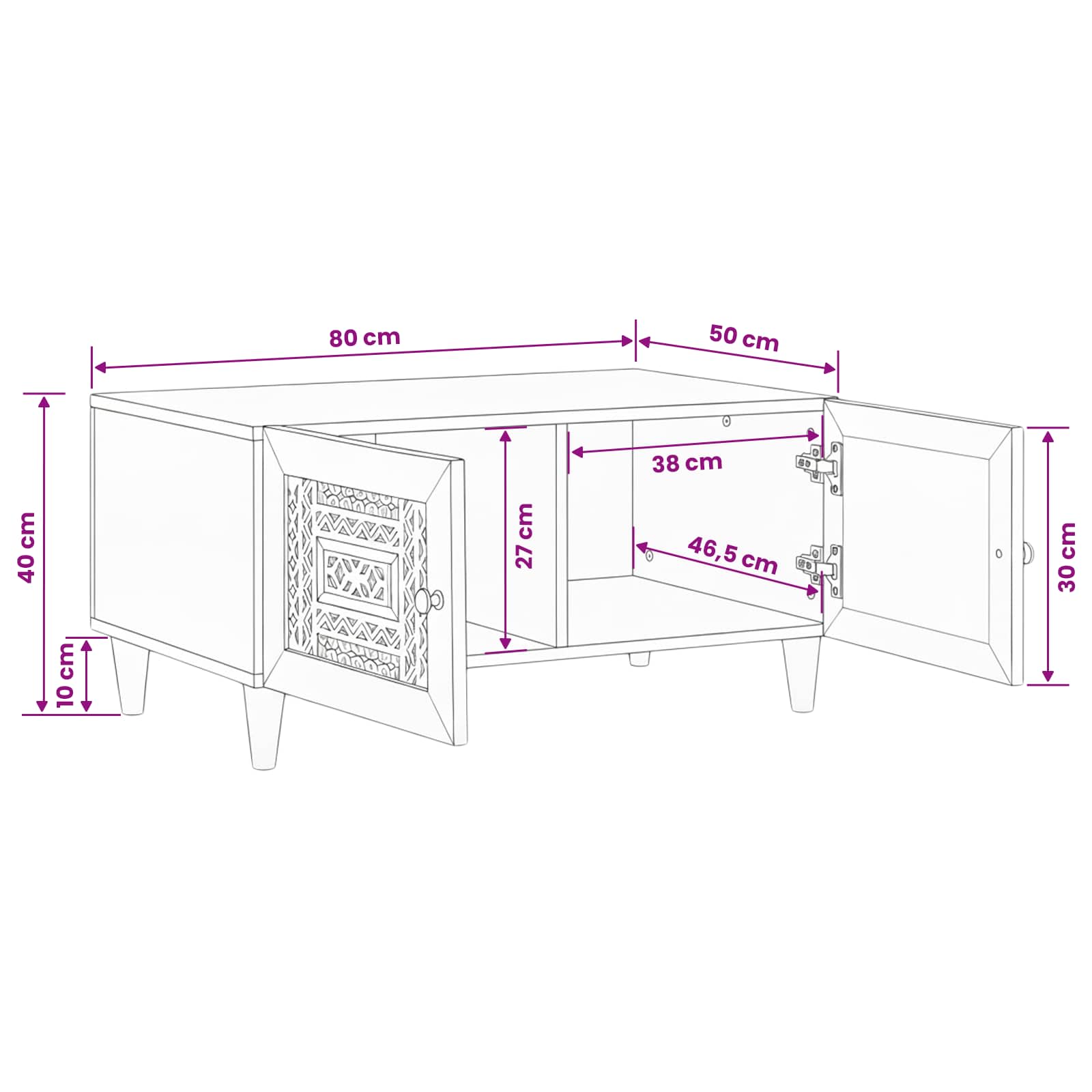 vidaXL Salontafel Lichtbruin 80 x 50 x 40 cm massief mangohout