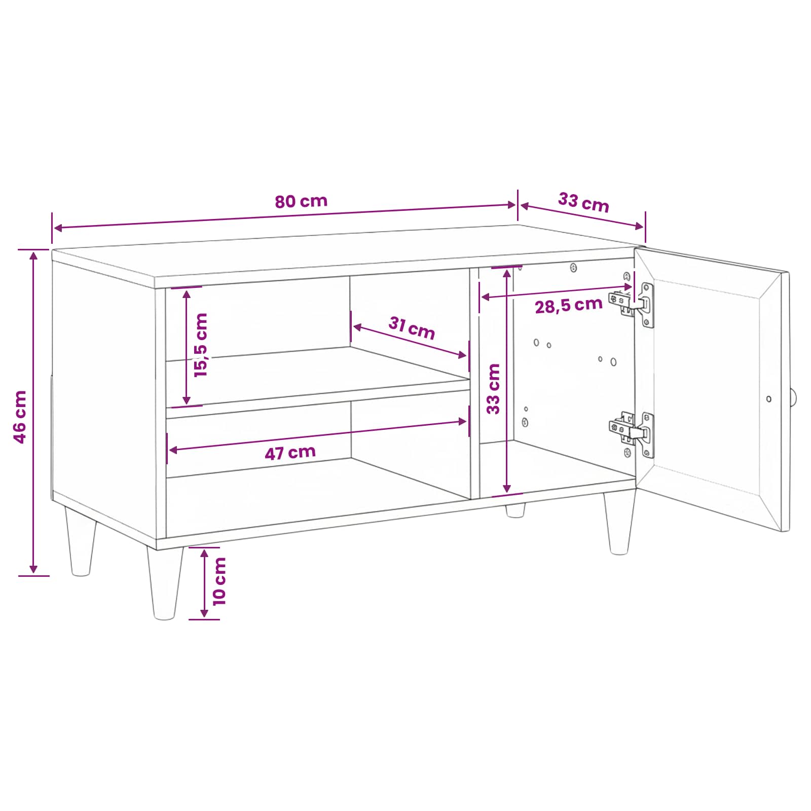 vidaXL TV Eenheden met plank Licht Bruin 80 x 33 x 46 cm Bewerkt hout