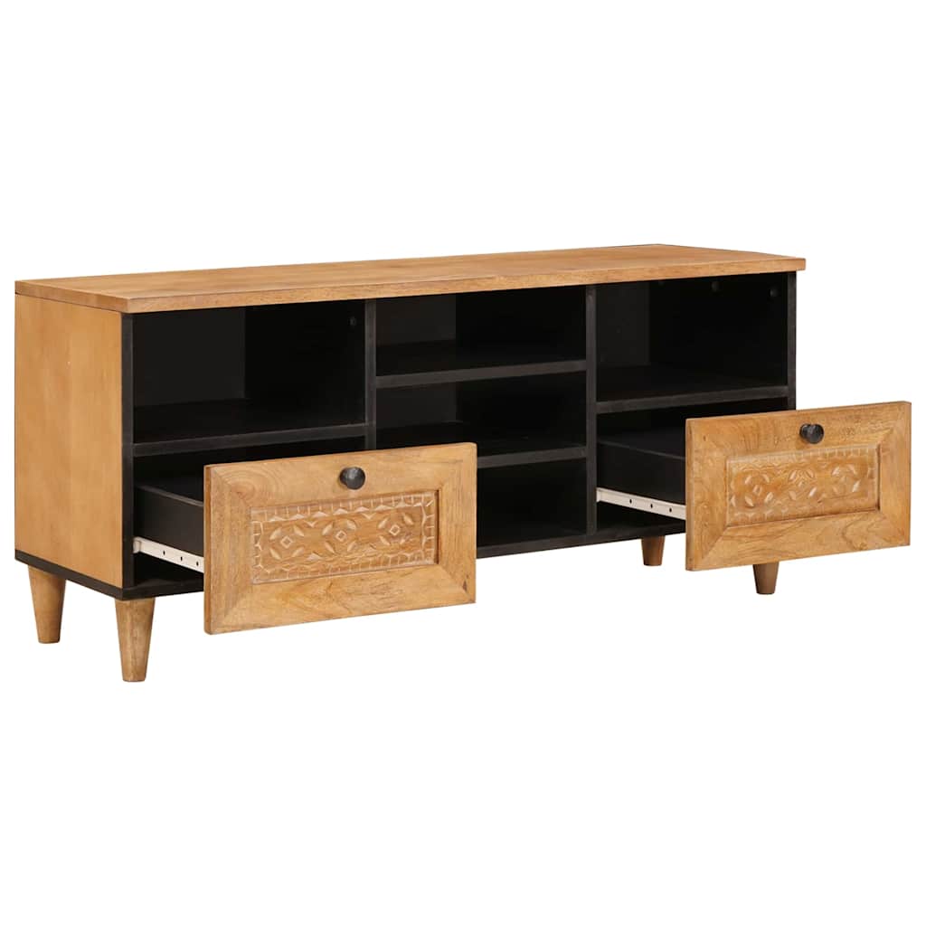 vidaXL TV-kast met lade Lichtbruin 100 x 33 x 46 cm massief mangohout
