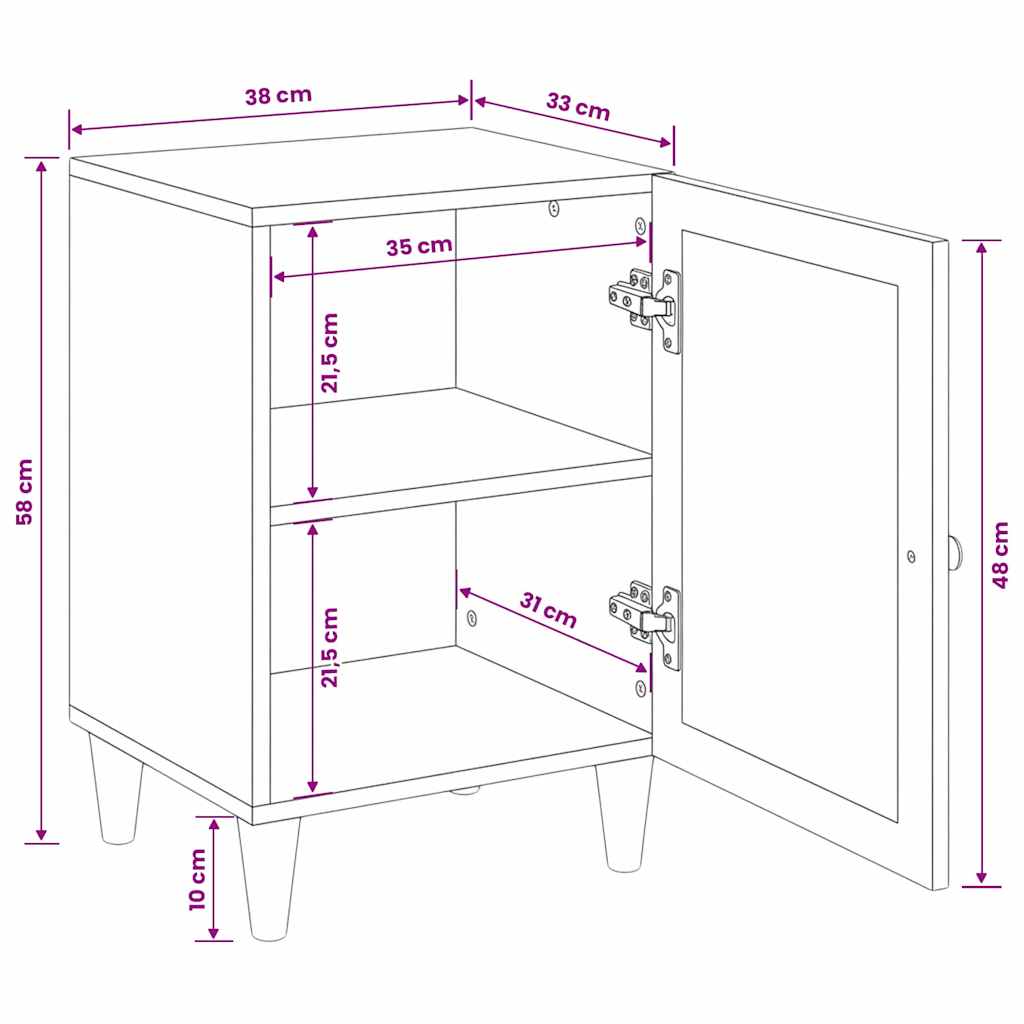 vidaXL Badkamer Kast Lichtbruin 38 x 33.5 x 160 cm Massief Mango Hout