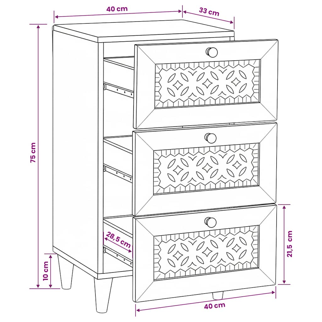 vidaXL Dressoir met lade Lichtbruin 33.5 x 40 x 75 cm
